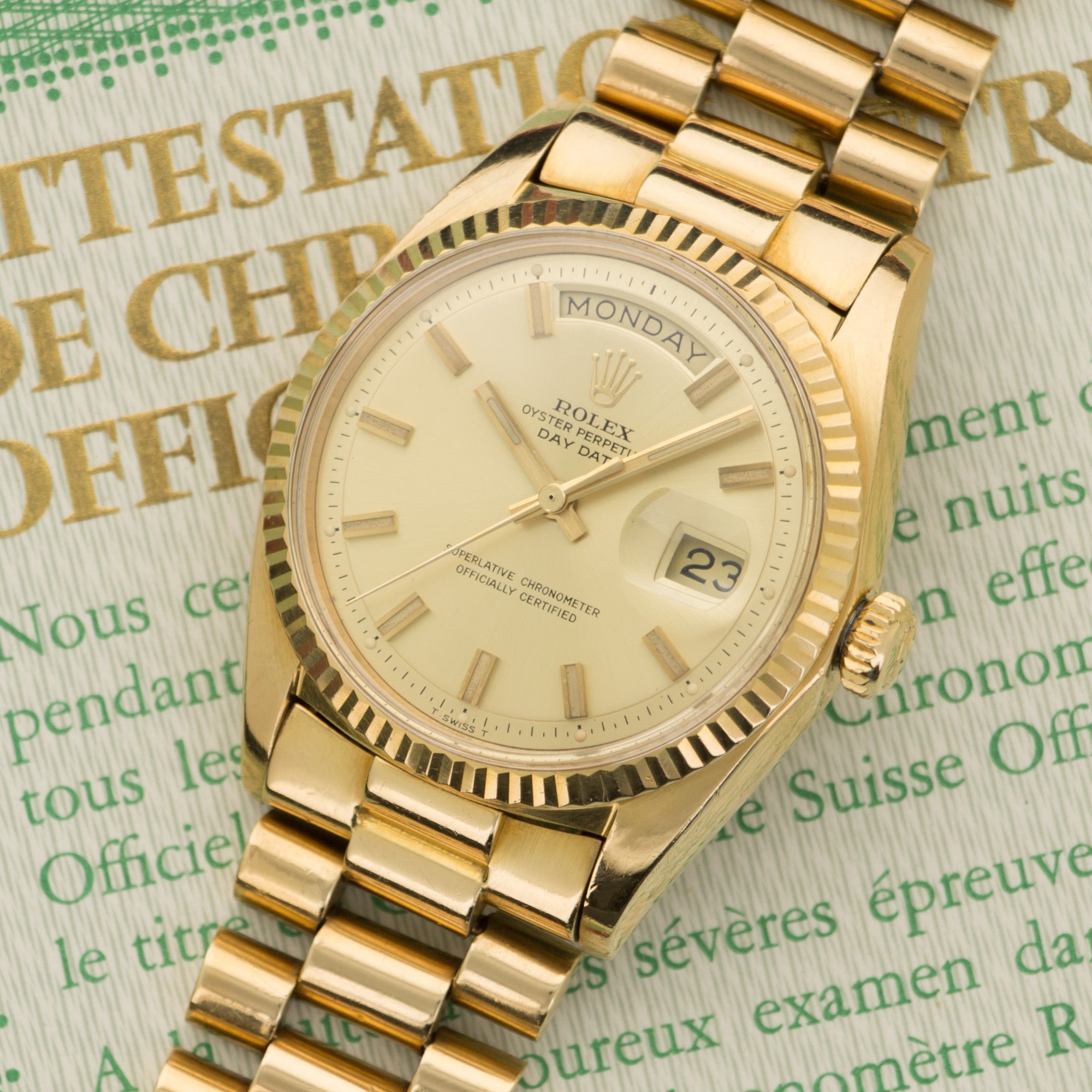 Rolex - Rolex Yellow Gold Wide Boy Day-Date Watch Ref. 1803 with Original Box and Papers - The Keystone Watches