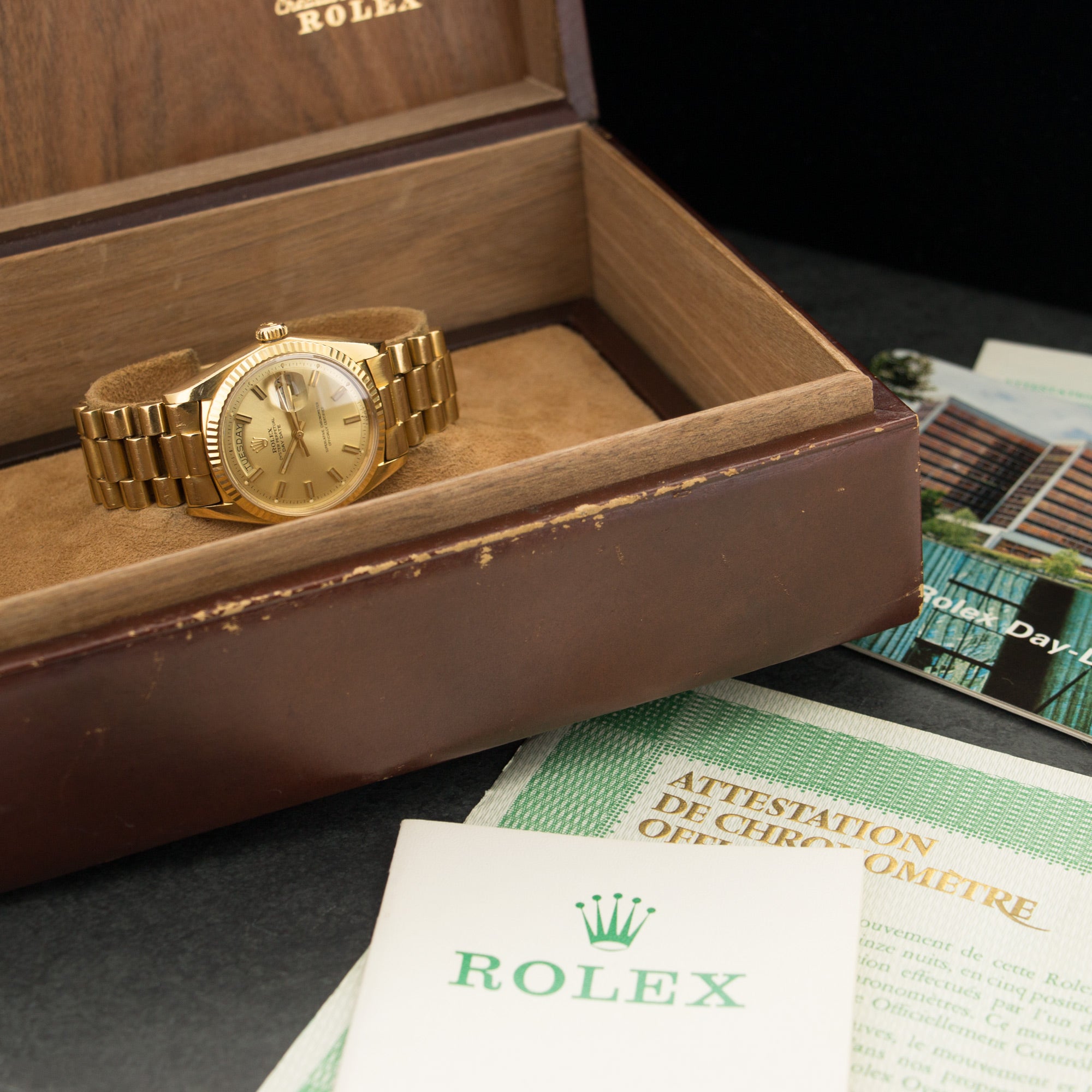 Rolex - Rolex Yellow Gold Wide Boy Day-Date Watch Ref. 1803 with Original Box and Papers - The Keystone Watches