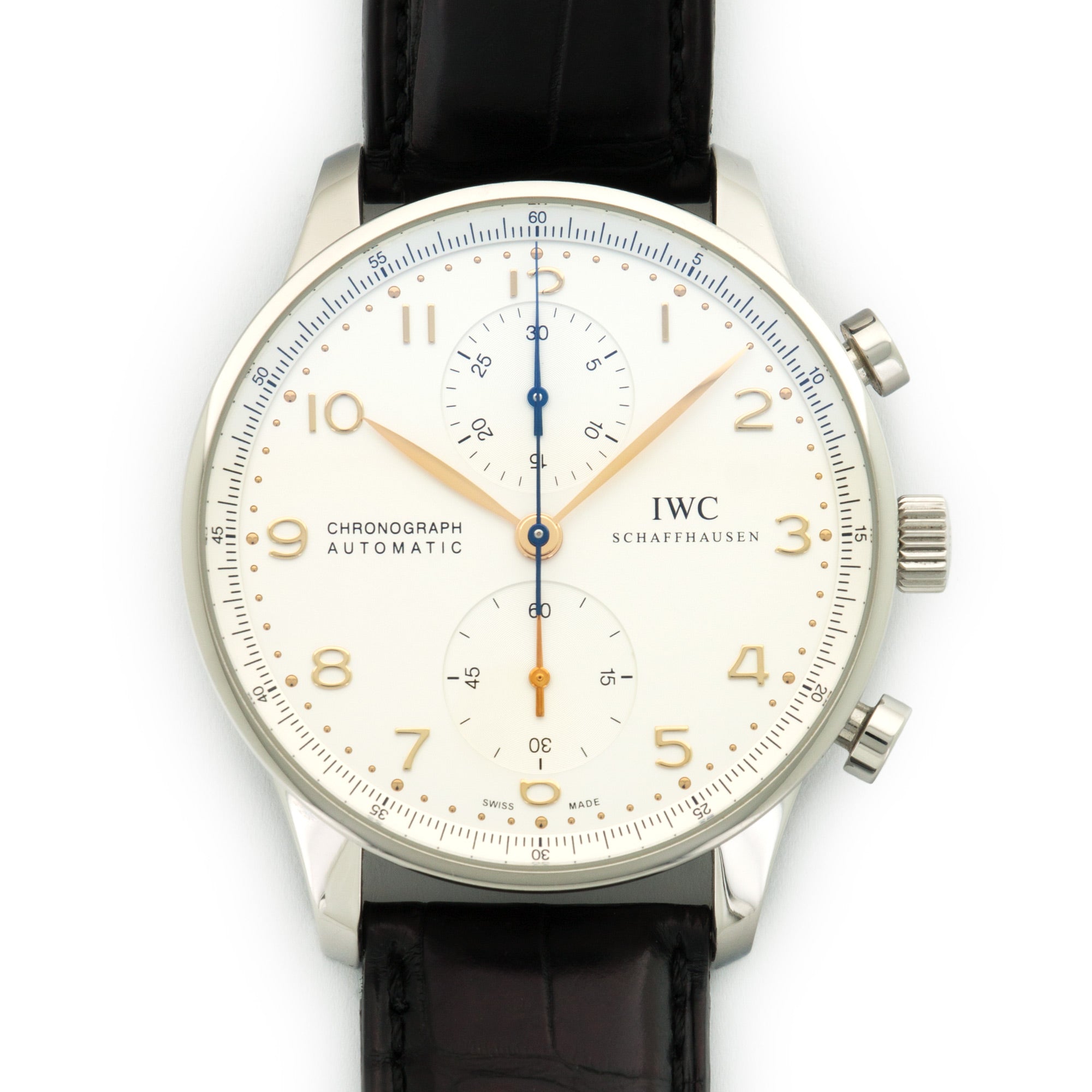 IWC - IWC Steel Portuguese Chronographon Strap Watch Ref. 3714 - The Keystone Watches