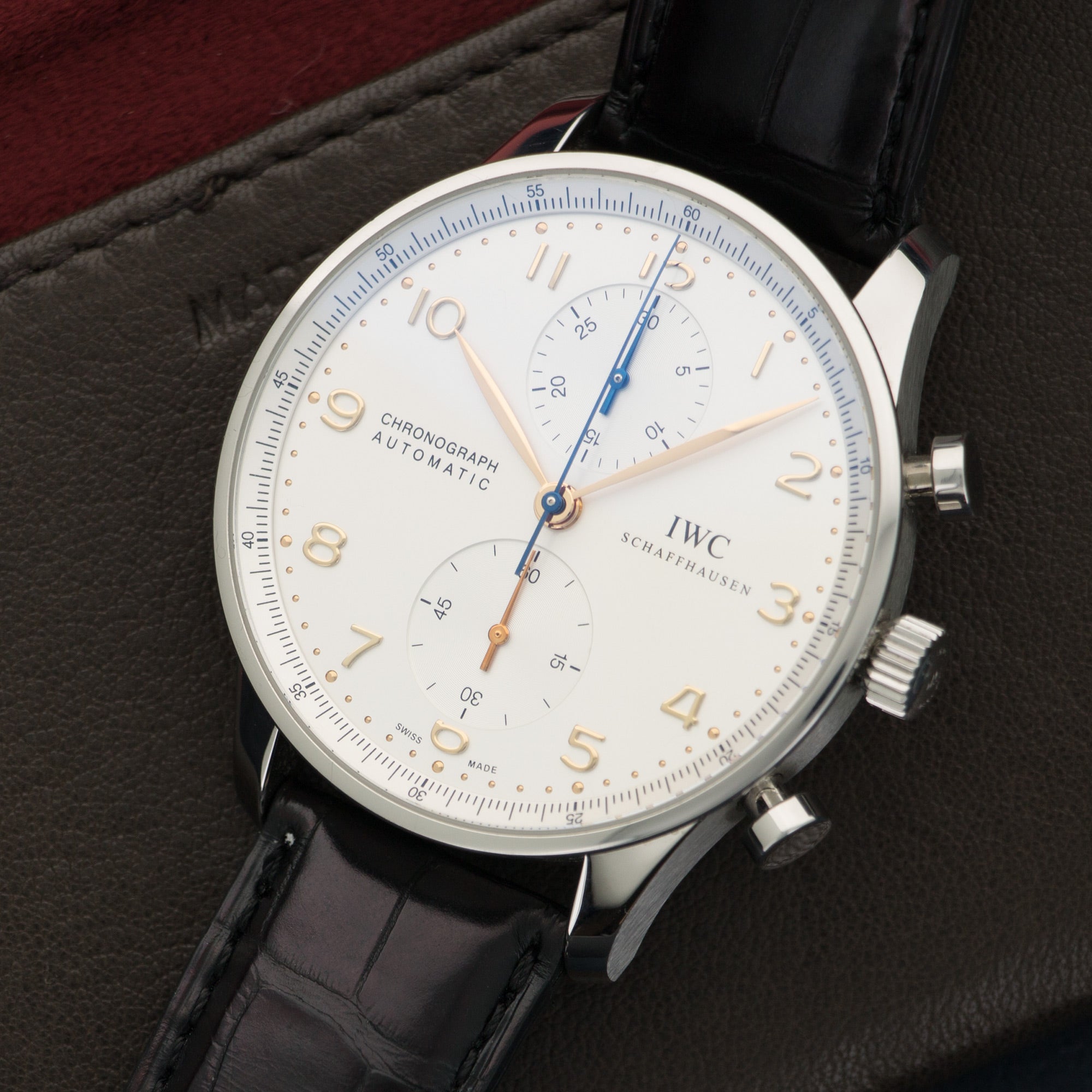 IWC - IWC Steel Portuguese Chronographon Strap Watch Ref. 3714 - The Keystone Watches