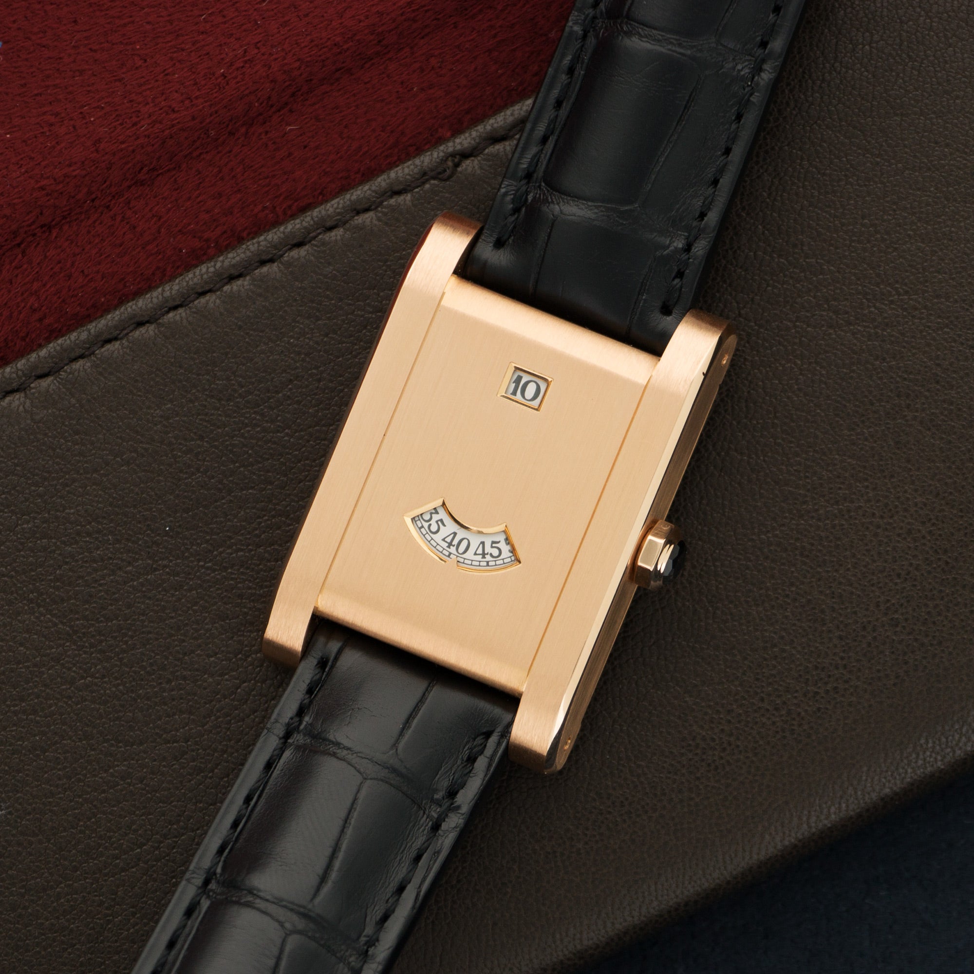 Cartier - Cartier Rose Gold Tank a Guichets Jump Hour Watch - The Keystone Watches