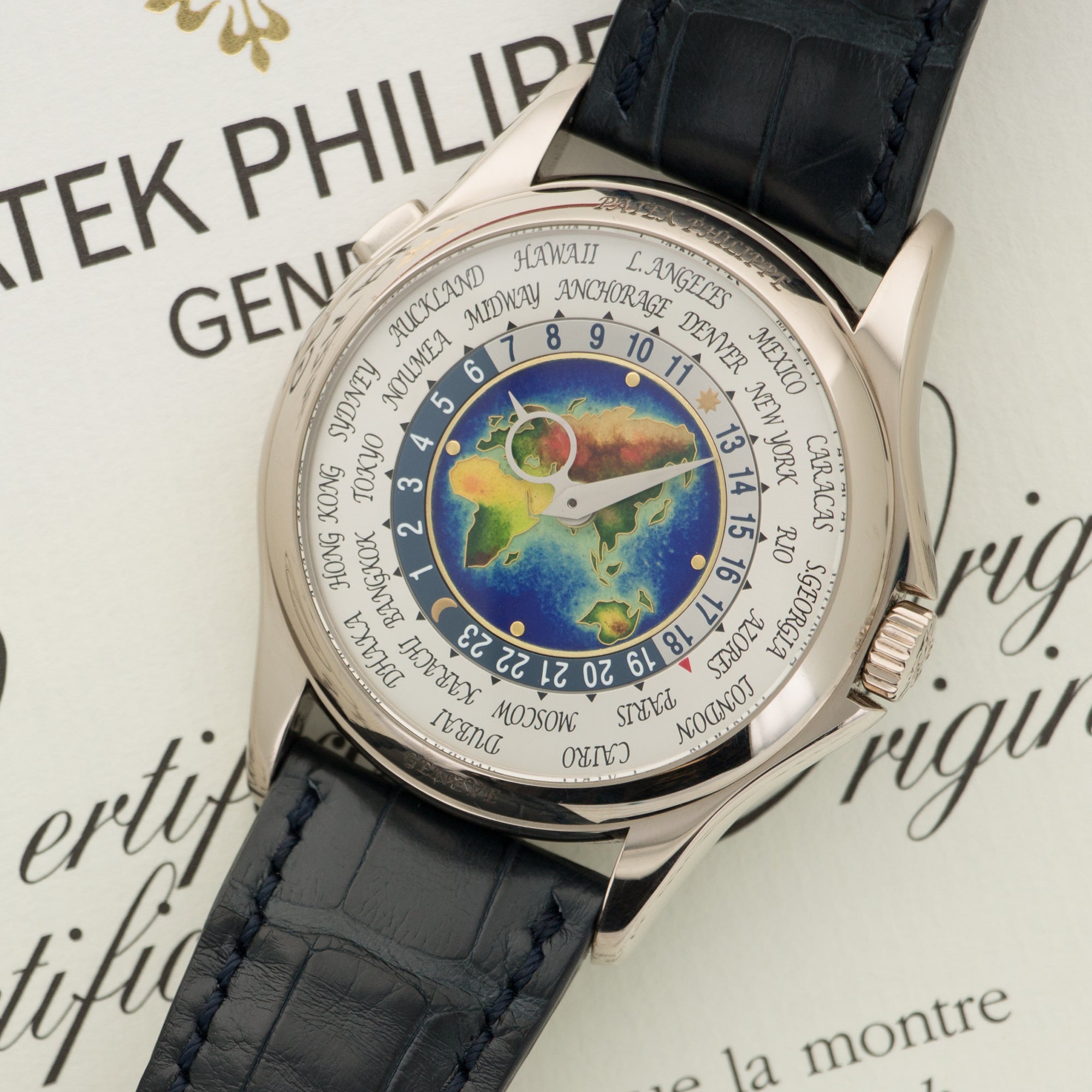 Patek Philippe - Patek Philippe White Gold World Time Cloisonne Watch Ref. 5131G - The Keystone Watches