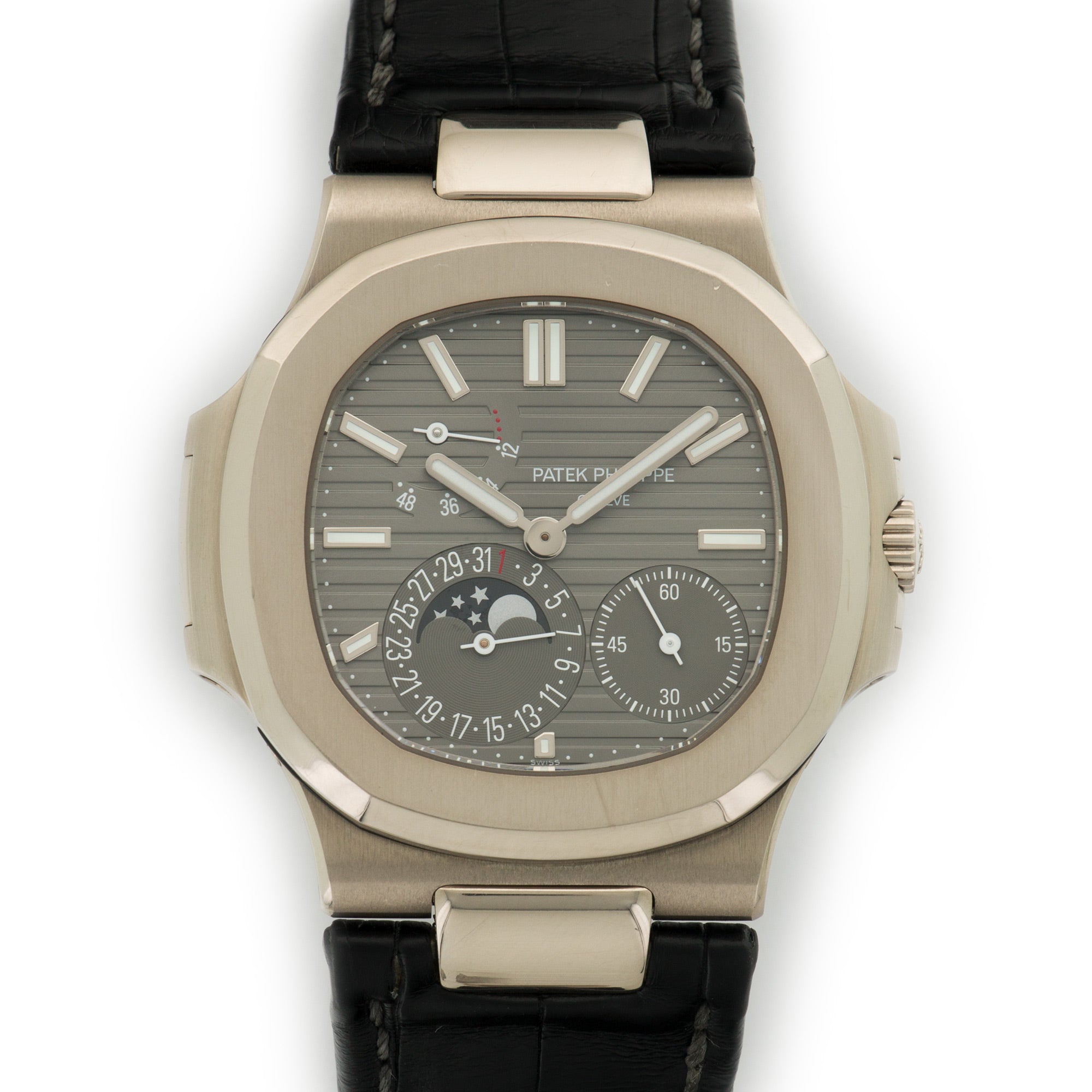 Patek Philippe - Patek Philippe White Gold Nautilus Moonphase Watch Ref. 5712 - The Keystone Watches