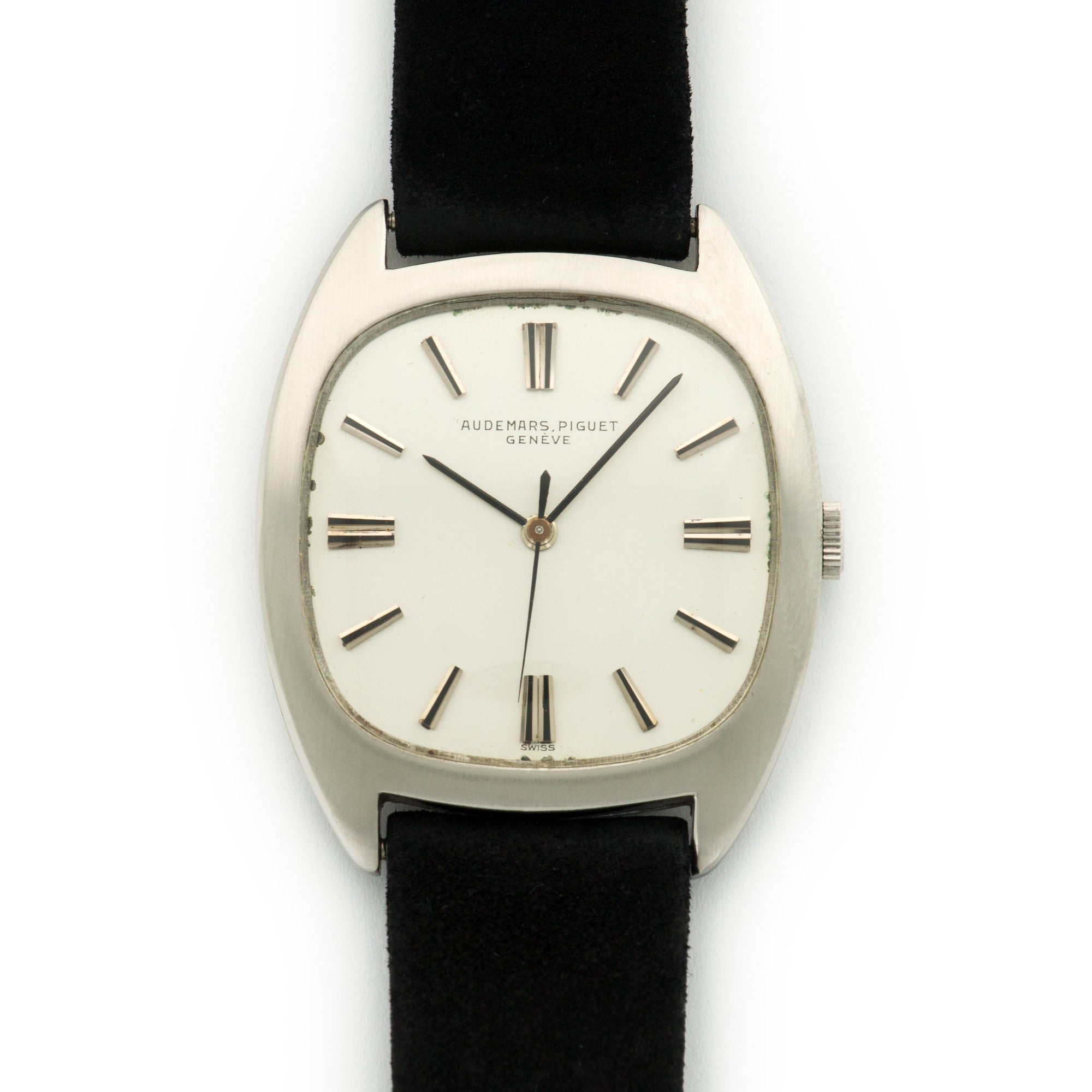 Audemars Piguet - Audemars Piguet Steel Cushion Shaped Strap Watch with Original Box & Papers - The Keystone Watches