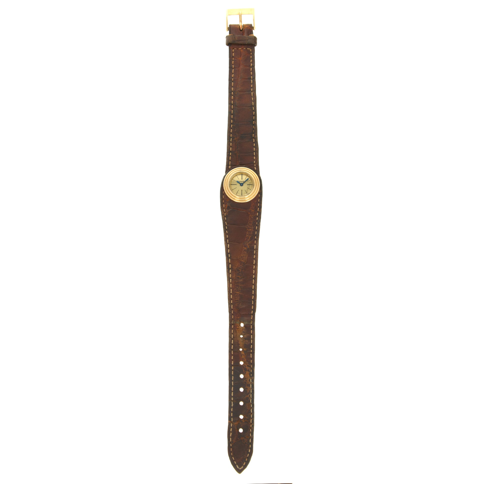 Cartier - Cartier Yellow Gold Leather Watch, As Seen in George Gordons Cartier Book - The Keystone Watches