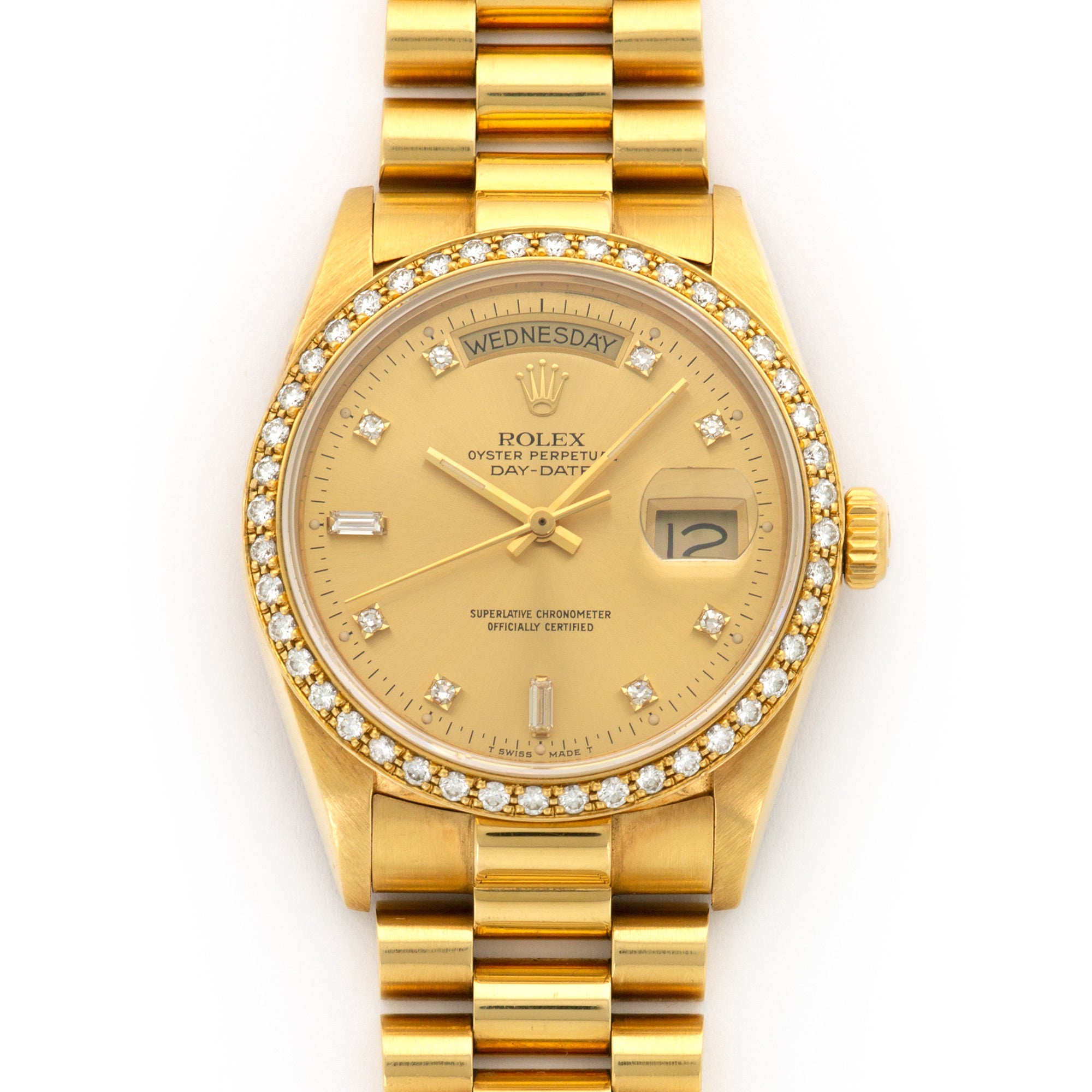 Rolex - Rolex Yellow Gold Day-Date Diamond Watch Ref. 18048 - The Keystone Watches