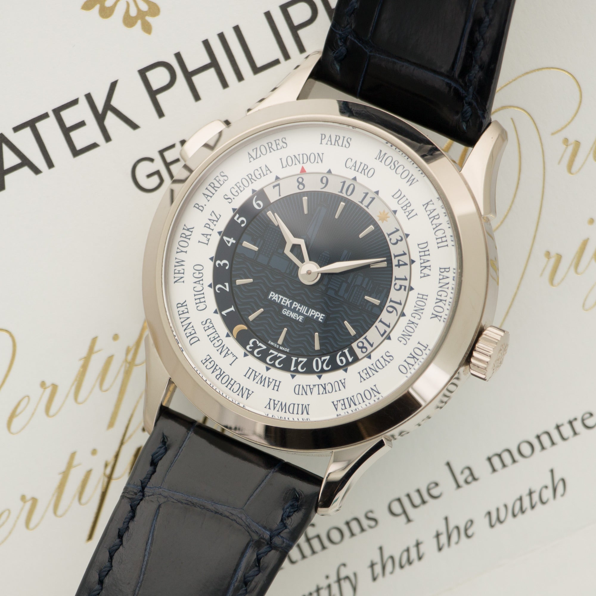 Patek Philippe - Patek Philippe White Gold World Time NY Edition Watch Ref. 5230 - The Keystone Watches