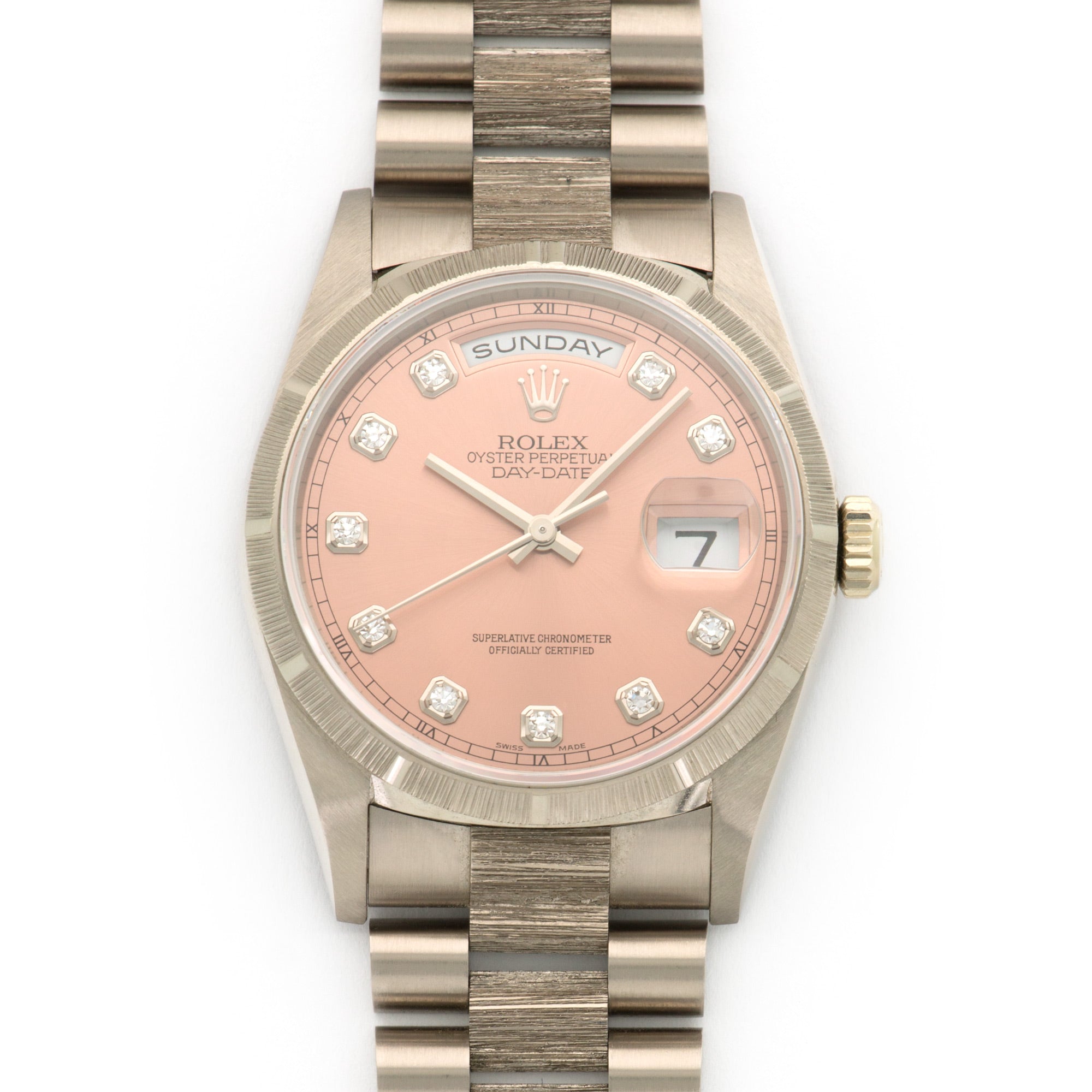 Rolex - Rolex White Gold Day-Date Bark Finish Watch Ref. 18249 - The Keystone Watches