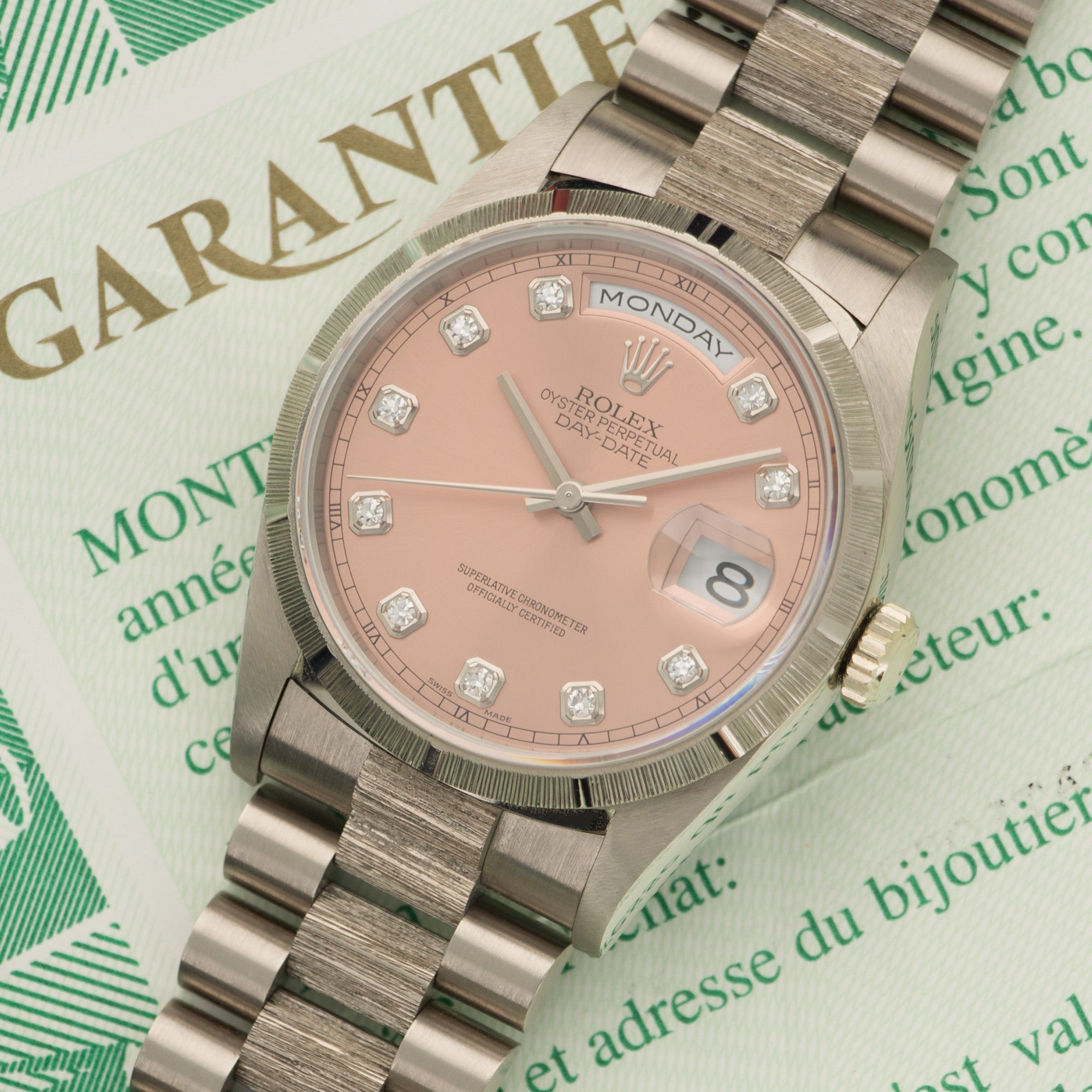 Rolex - Rolex White Gold Day-Date Bark Finish Watch Ref. 18249 - The Keystone Watches