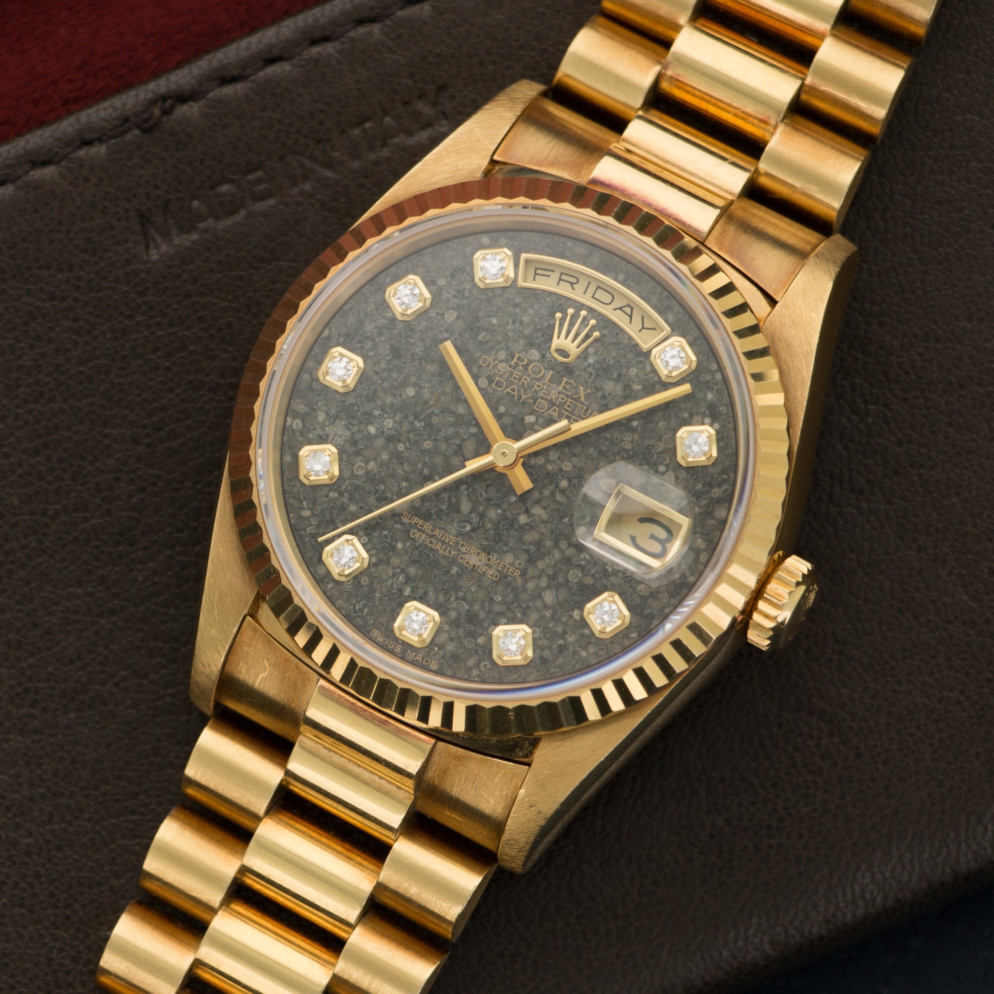 Rolex - Rolex Yellow Gold Jurassic Day-Date Fossil Dial Watch Ref. 18238 - The Keystone Watches