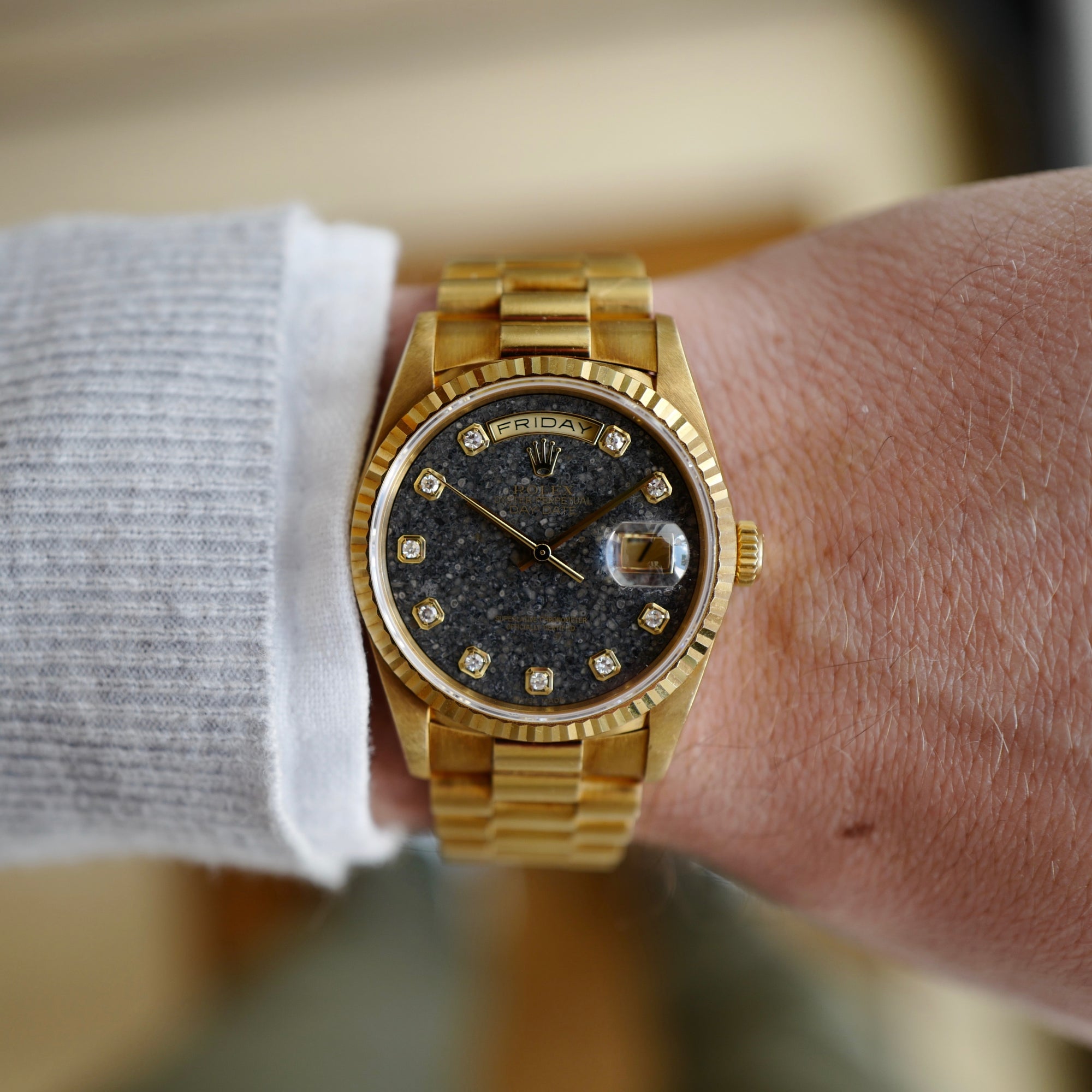 Rolex - Rolex Yellow Gold Jurassic Day-Date Fossil Dial Watch Ref. 18238 - The Keystone Watches