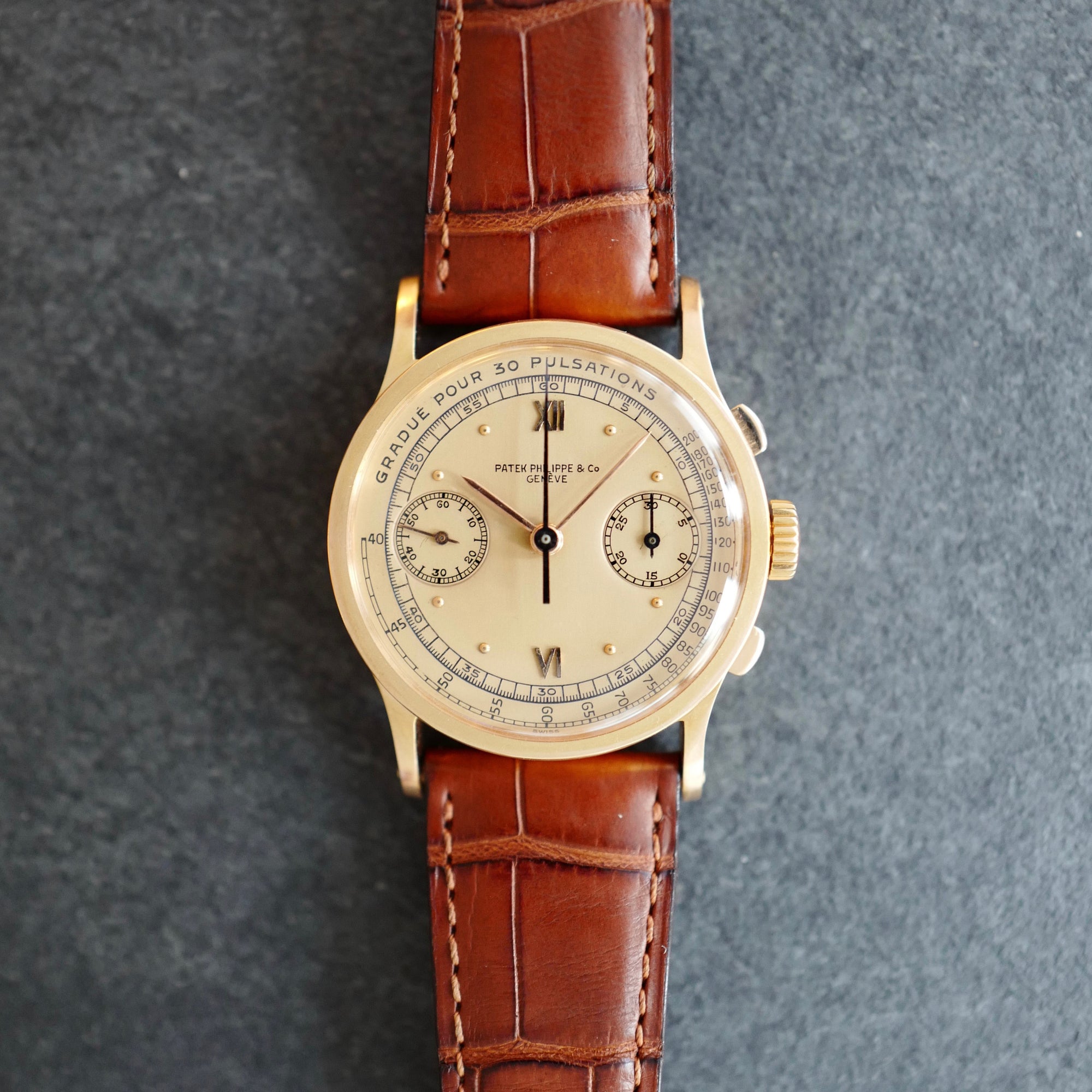Patek Philippe - Patek Philippe Rose Gold Chronograph Pulsometer Scale Watch Ref. 533 - The Keystone Watches