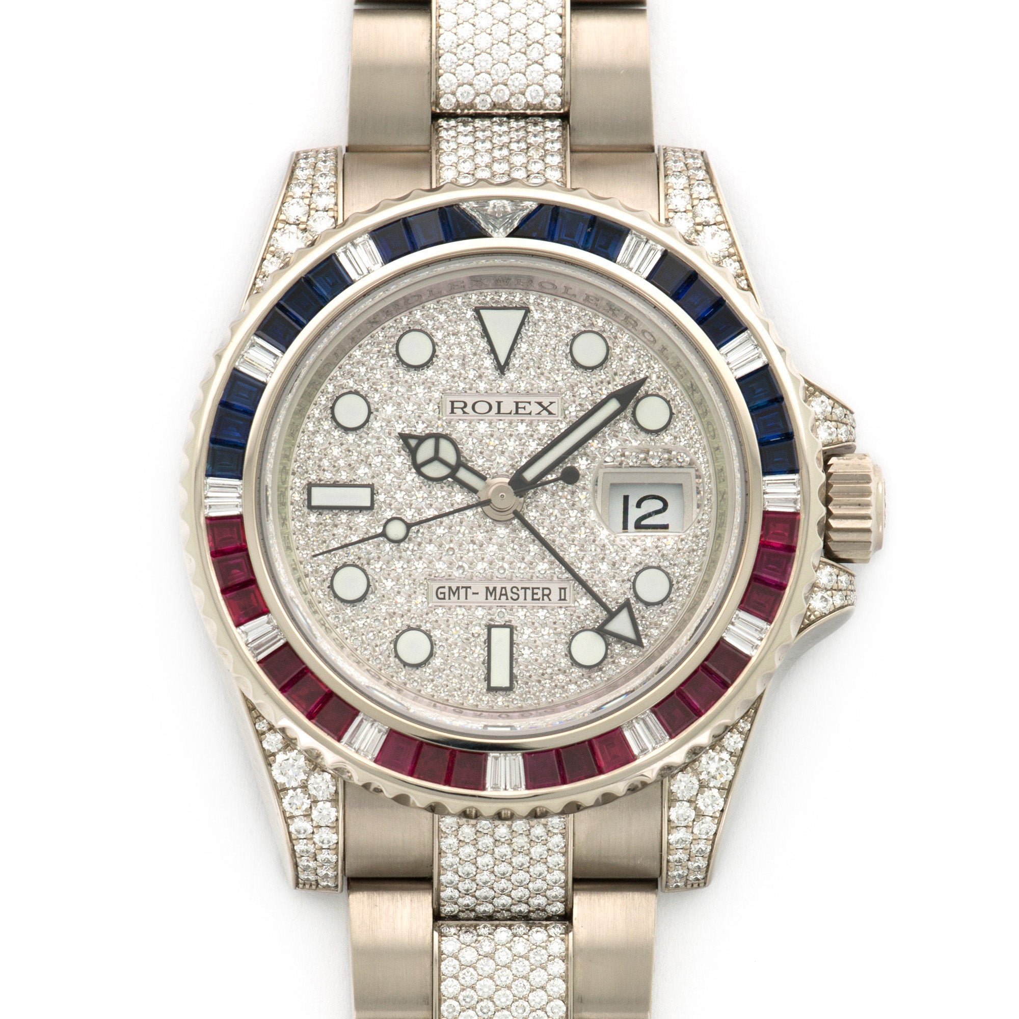 Rolex - Rolex White Gold GMT-Master II Sapphire Ruby Diamond Watch Ref. 116759 - The Keystone Watches