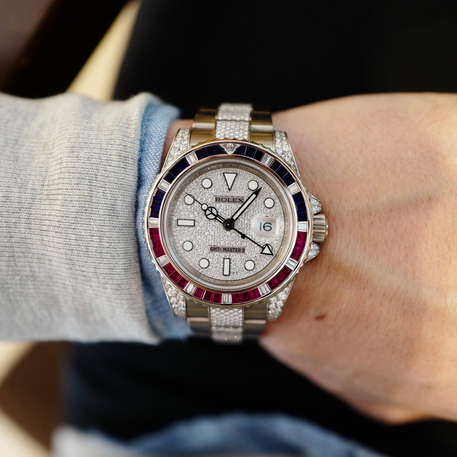 Rolex - Rolex White Gold GMT-Master II Sapphire Ruby Diamond Watch Ref. 116759 - The Keystone Watches