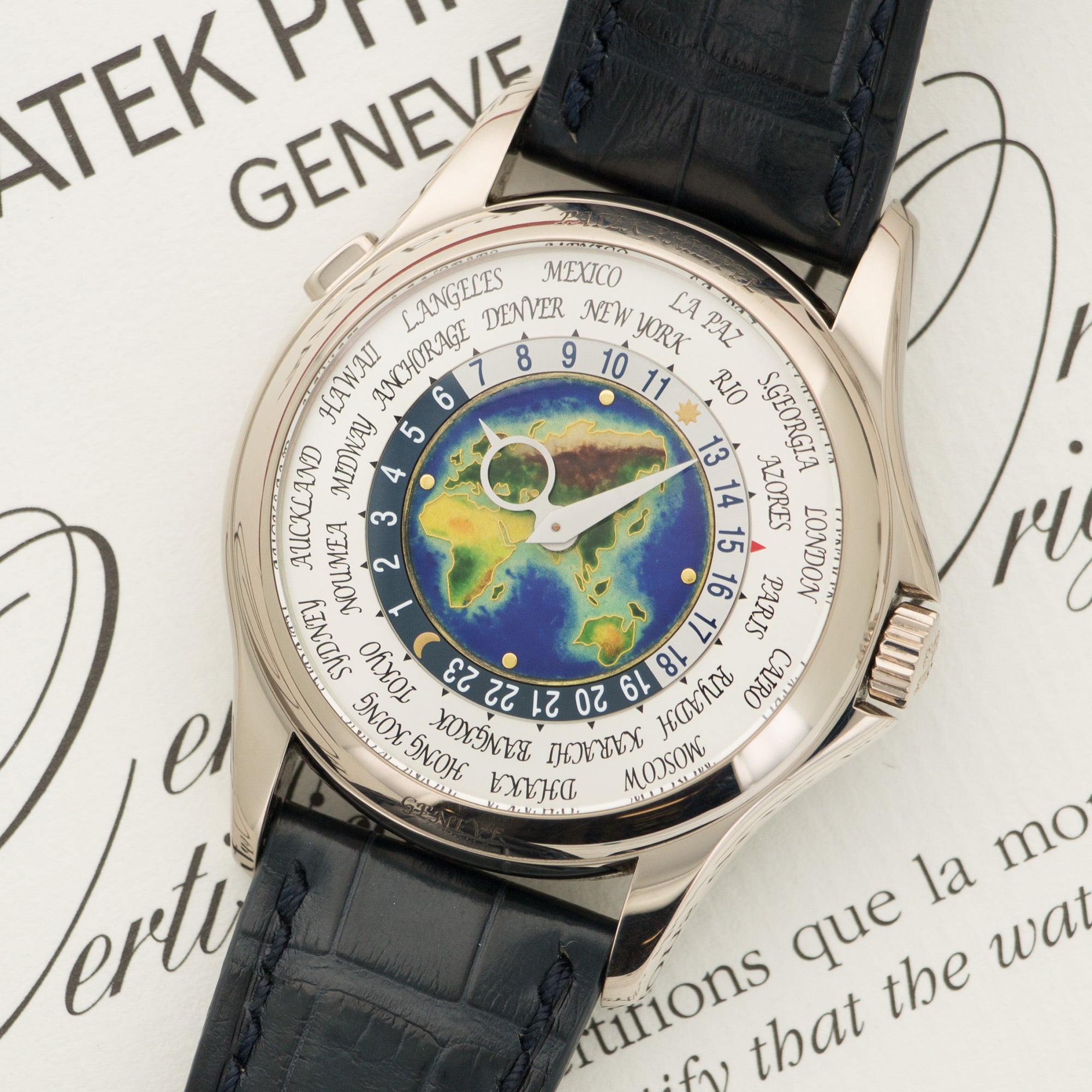 Patek Philippe - Patek Philippe White Gold World Time Cloisonne Watch Ref. 5131 - The Keystone Watches