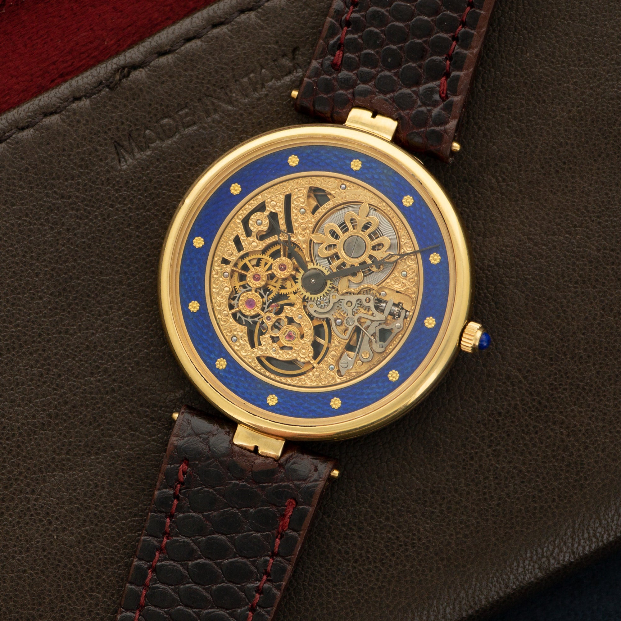 Patek Philippe - Patek Philippe Yellow Gold Skeletonized Enamel Watch Ref. 3885 - The Keystone Watches