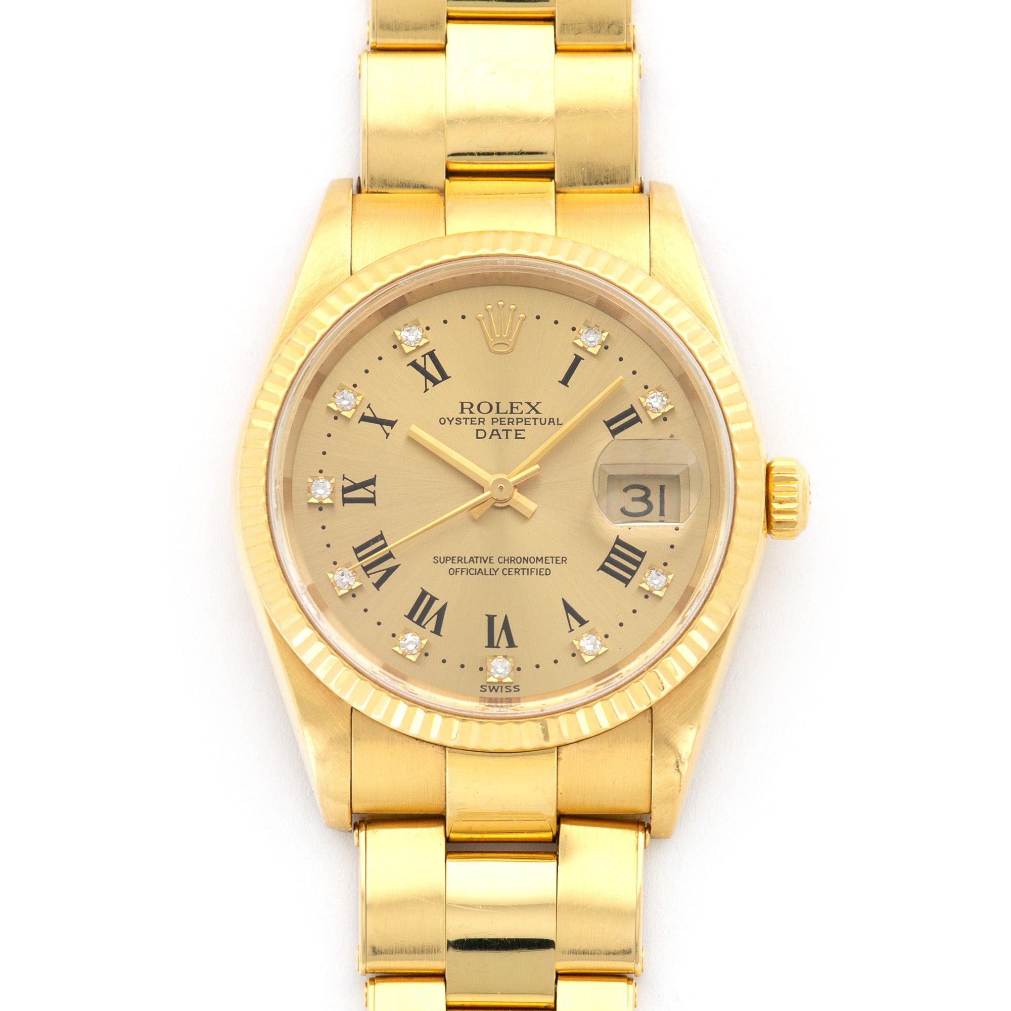 Rolex - Rolex Yellow Gold Date Diamond Watch Ref. 15238 - The Keystone Watches