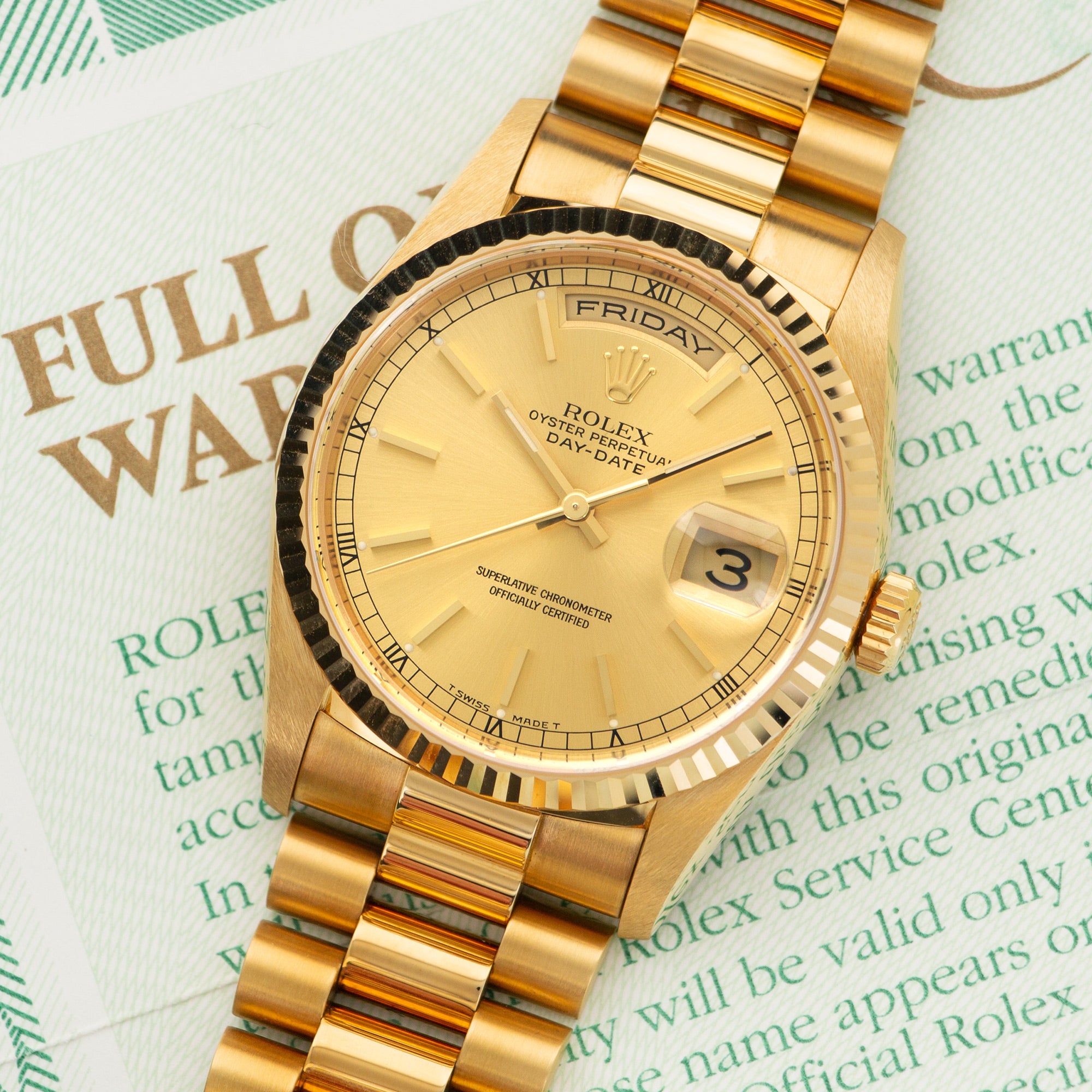 Rolex - Rolex Yellow Gold Day-Date Watch Ref. 18238 in New Old Stock Condition - The Keystone Watches