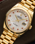 Rolex - Rolex Yellow Gold Day-Date Mother of Pearl Ruby Watch Ref. 118238 - The Keystone Watches