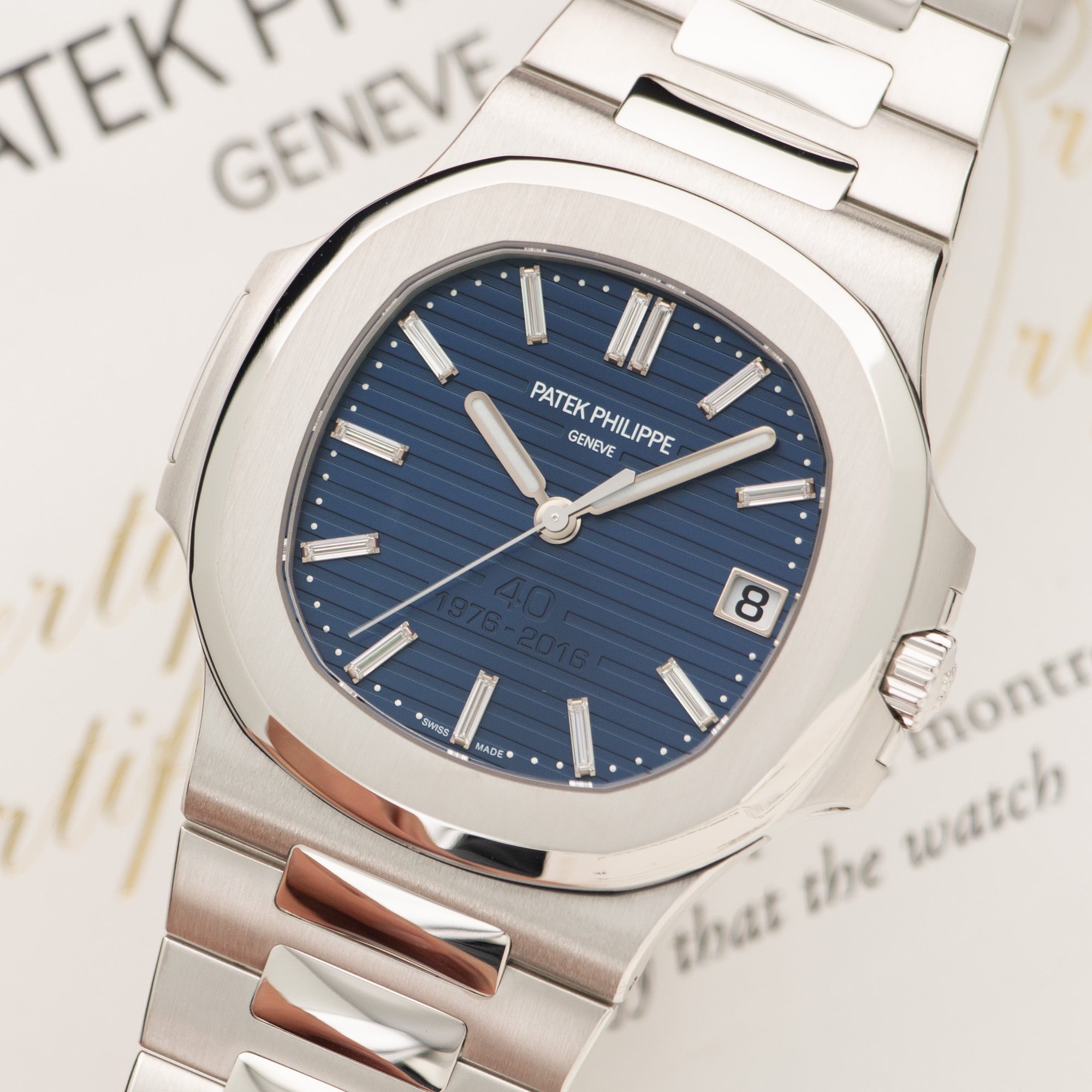Patek Philippe - Patek Philippe Platinum Anniversary Nautilus Baguette Diamond Watch Ref. 5711 - The Keystone Watches