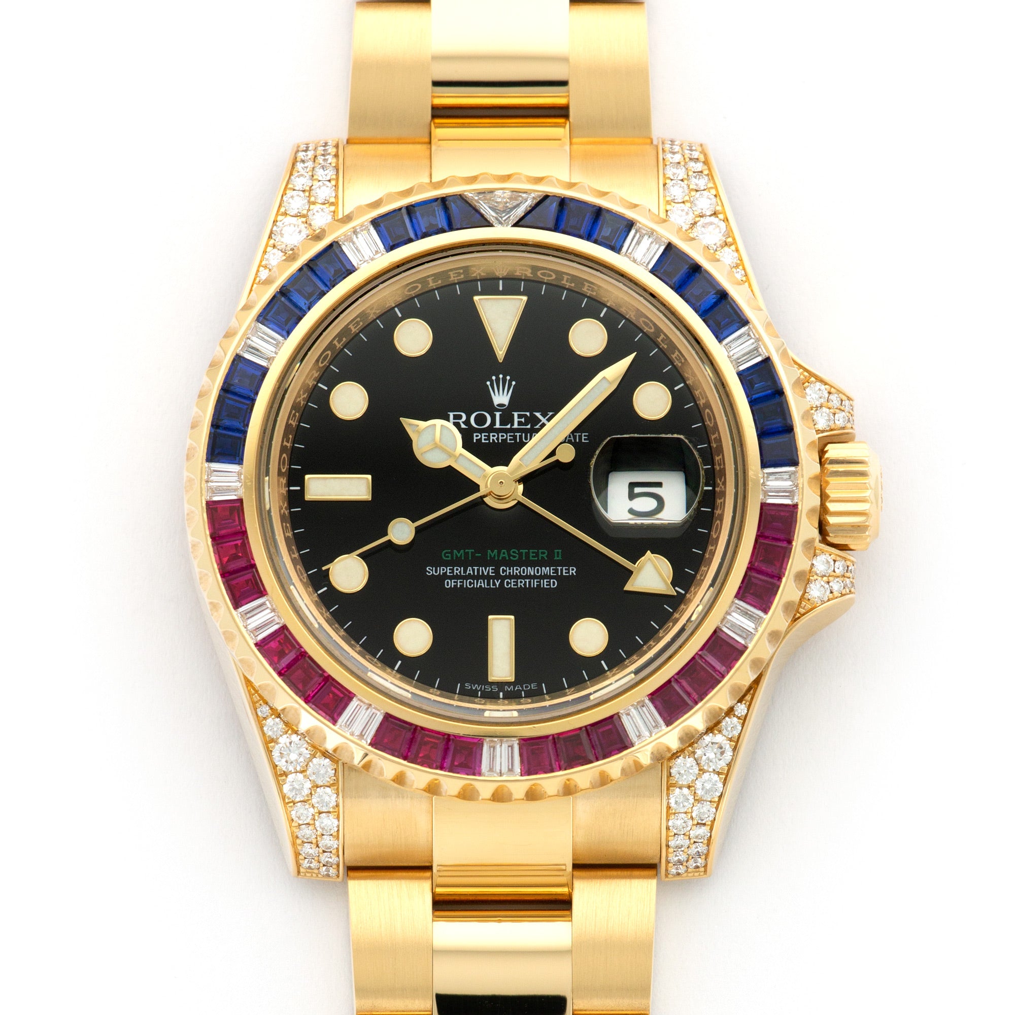 Rolex - Rolex Yellow Gold GMT-Master II Sapphire Ruby Diamond Watch Ref. 116758 - The Keystone Watches