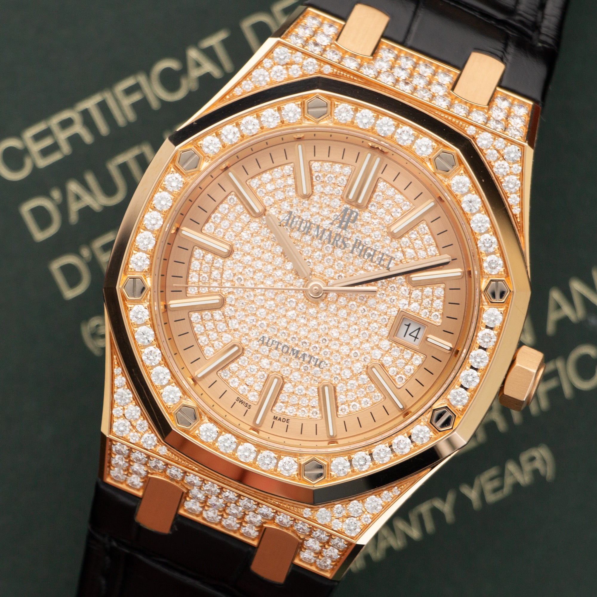 Audemars Piguet - Audemars Piguet Rose Gold Royal Oak Diamond Watch Ref. 15402 - The Keystone Watches