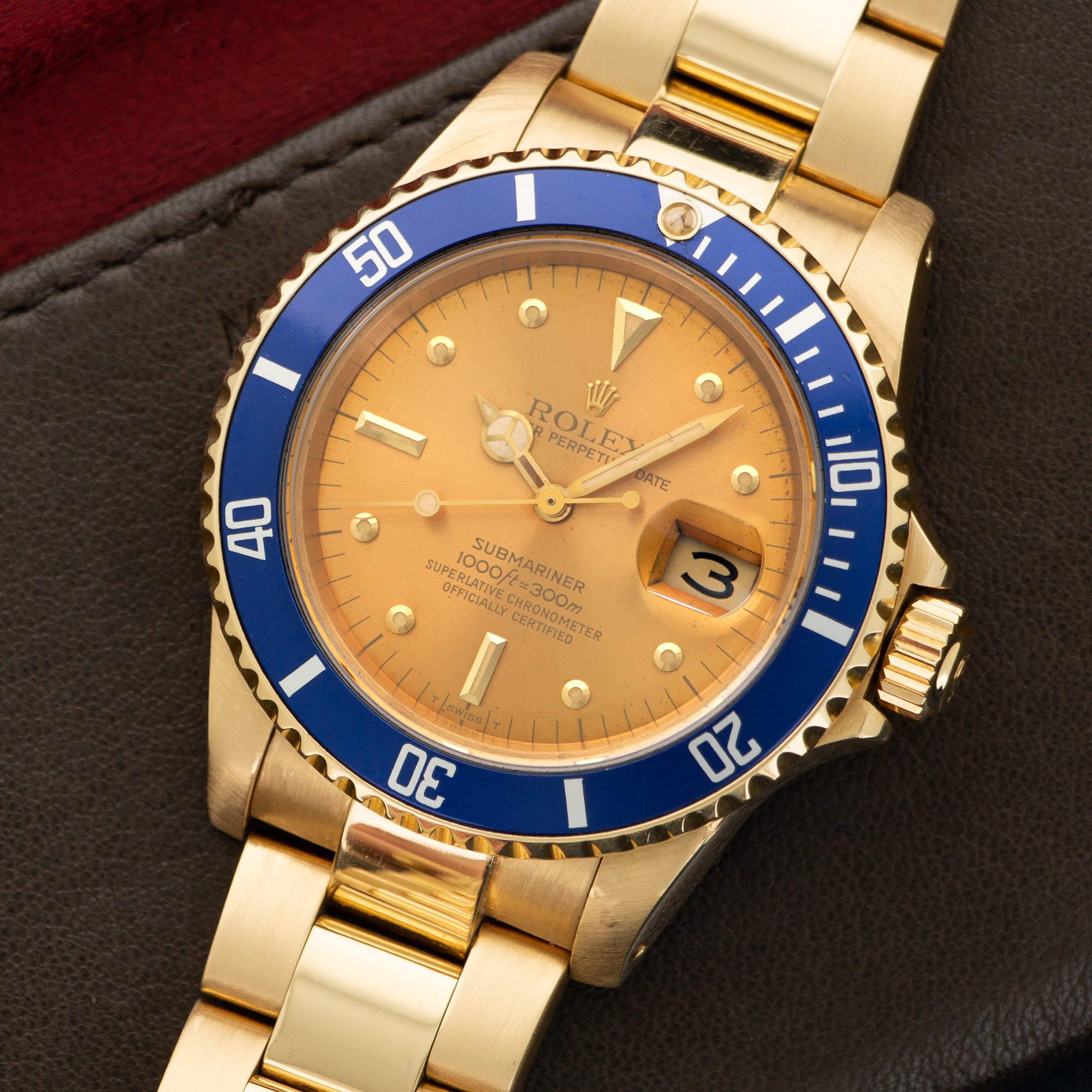 Rolex Submariner 16808 Gold Tropical Green Dial Full Set Papers -  Awadwatches