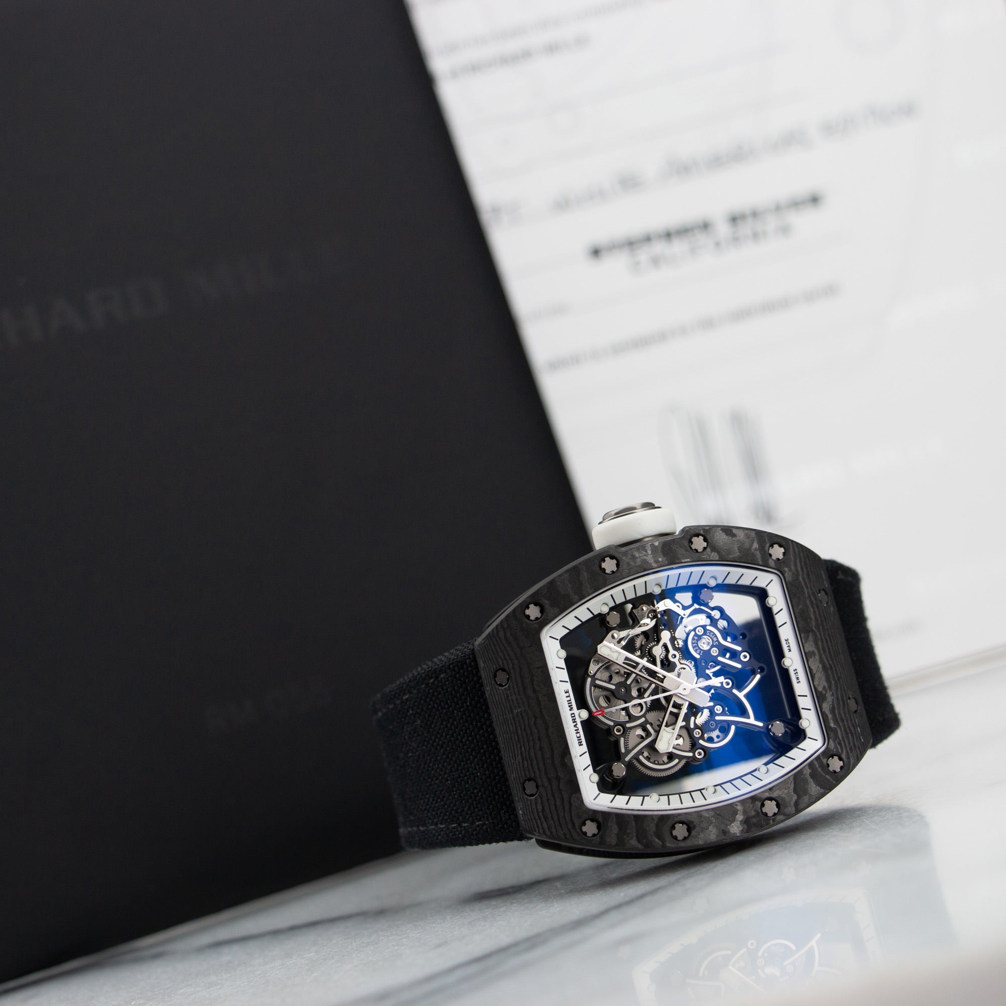 Richard Mille - Richard Mille Carbon Fiber Skeleton White Legend Watch Ref. RM055 RM55 - The Keystone Watches