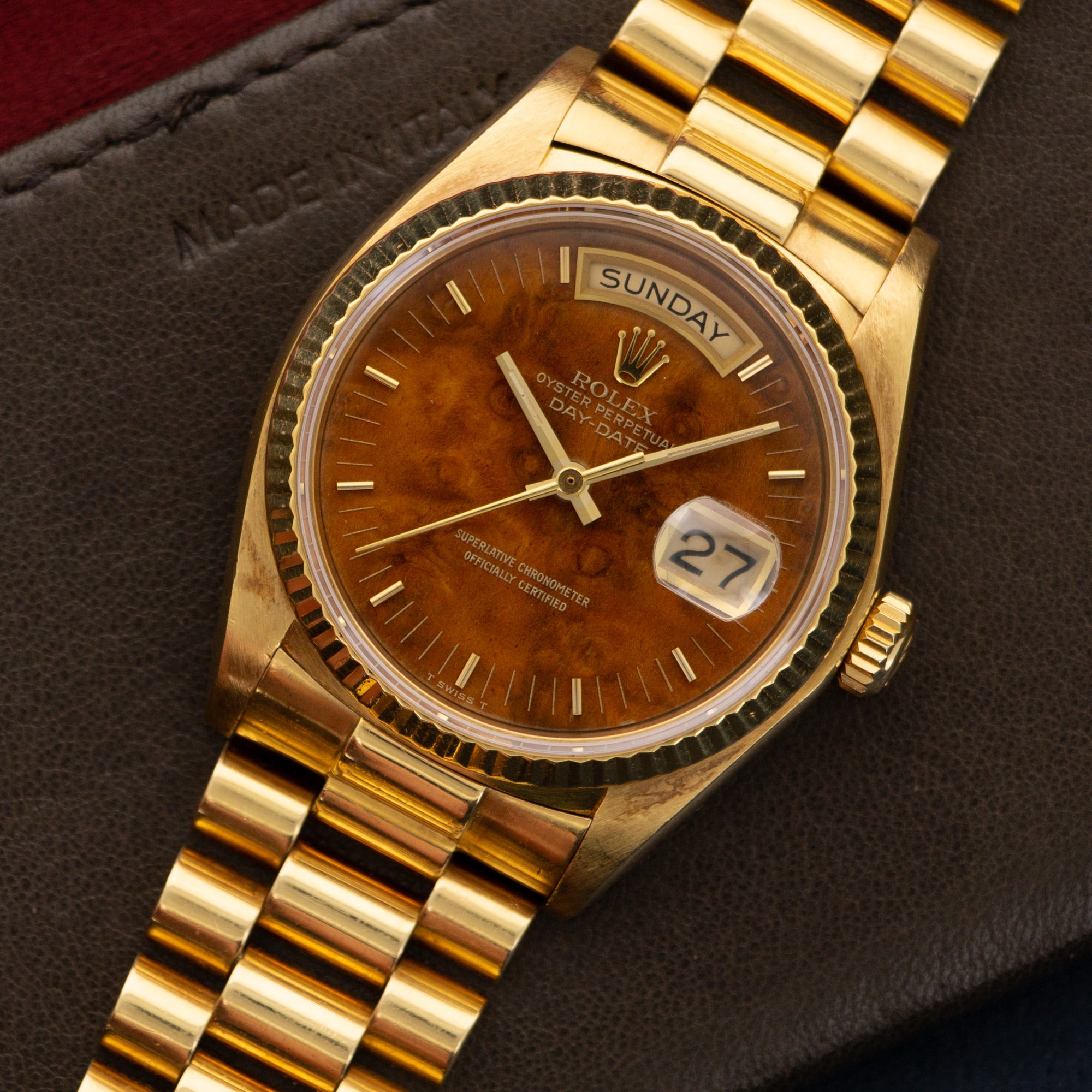 Rolex - Rolex Yellow Gold Day-Date Wood Dial Watch Ref. 18038 - The Keystone Watches