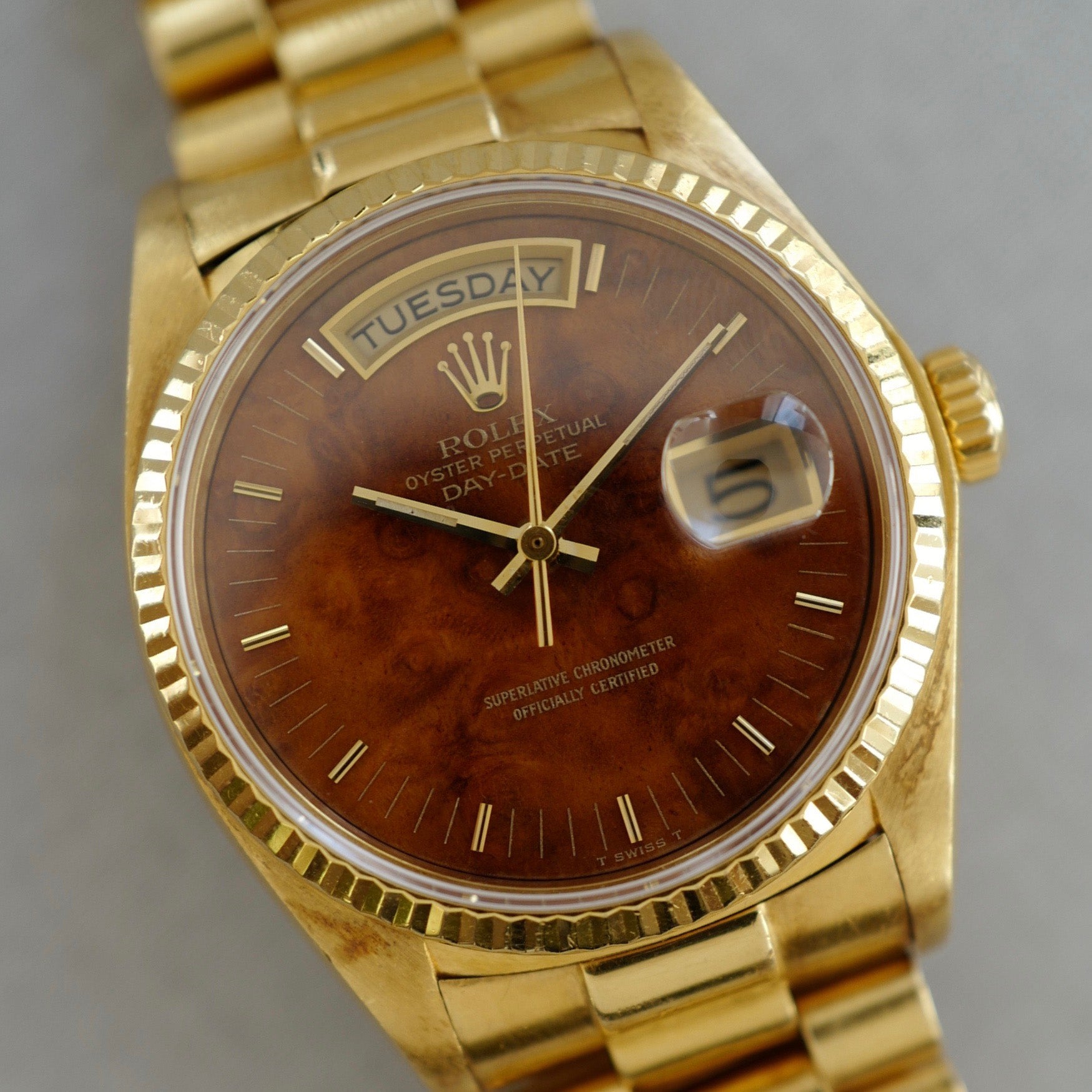Rolex - Rolex Yellow Gold Day-Date Wood Dial Watch Ref. 18038 - The Keystone Watches