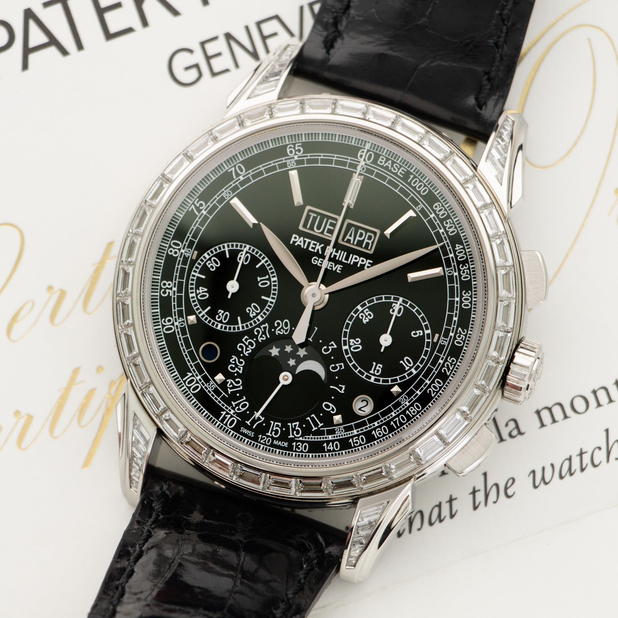 Patek Philippe - Patek Philippe Platinum Perpetual Baguette Diamond Watch Ref. 5271 - The Keystone Watches