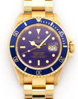 Rolex - Rolex Yellow Gold Submariner Watch Ref 16618 with Original Tropical Purple Dial - The Keystone Watches