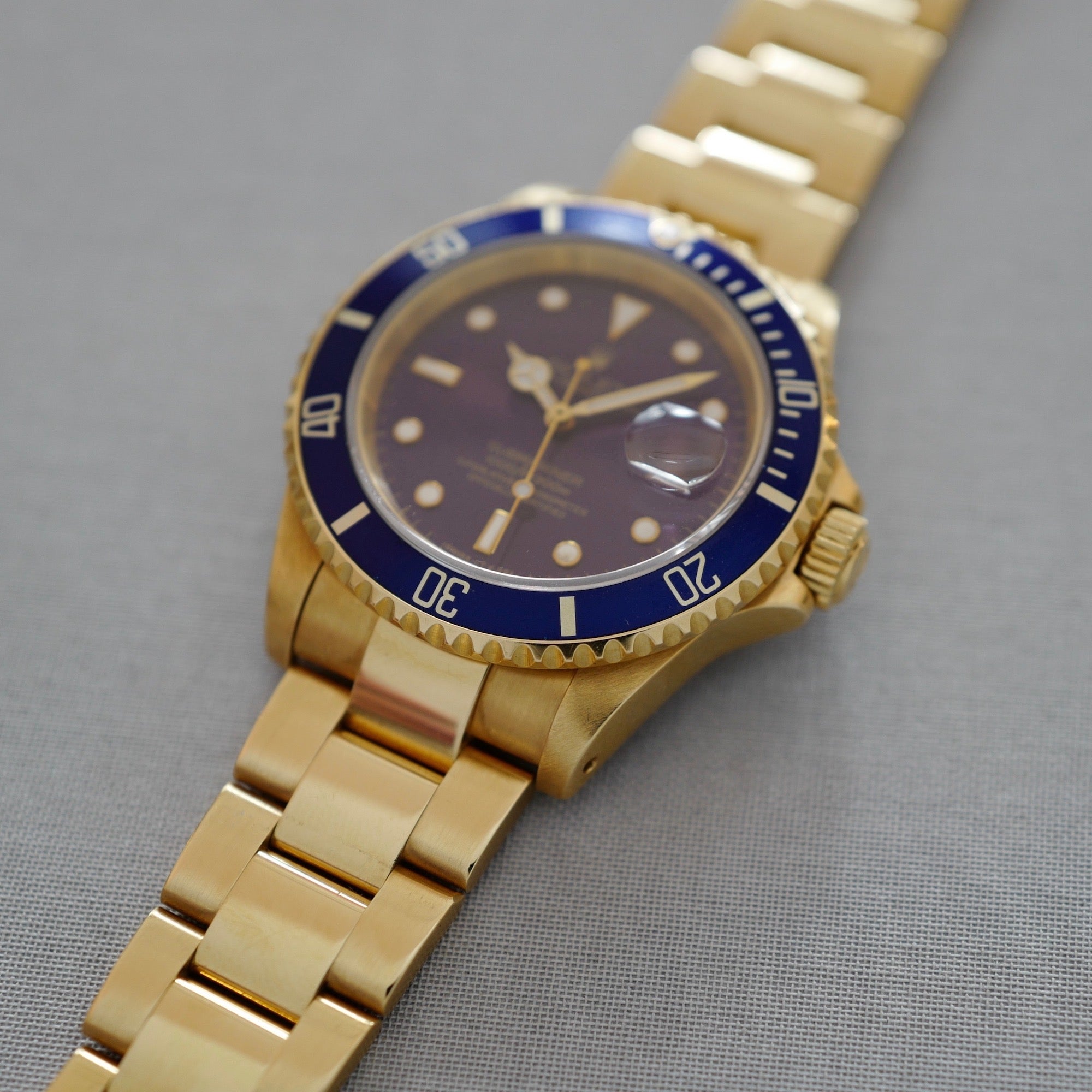 Rolex - Rolex Yellow Gold Submariner Watch Ref 16618 with Original Tropical Purple Dial - The Keystone Watches