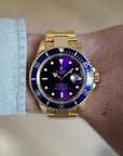 Rolex - Rolex Yellow Gold Submariner Watch Ref 16618 with Original Tropical Purple Dial - The Keystone Watches