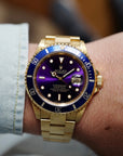 Rolex - Rolex Yellow Gold Submariner Watch Ref 16618 with Original Tropical Purple Dial - The Keystone Watches
