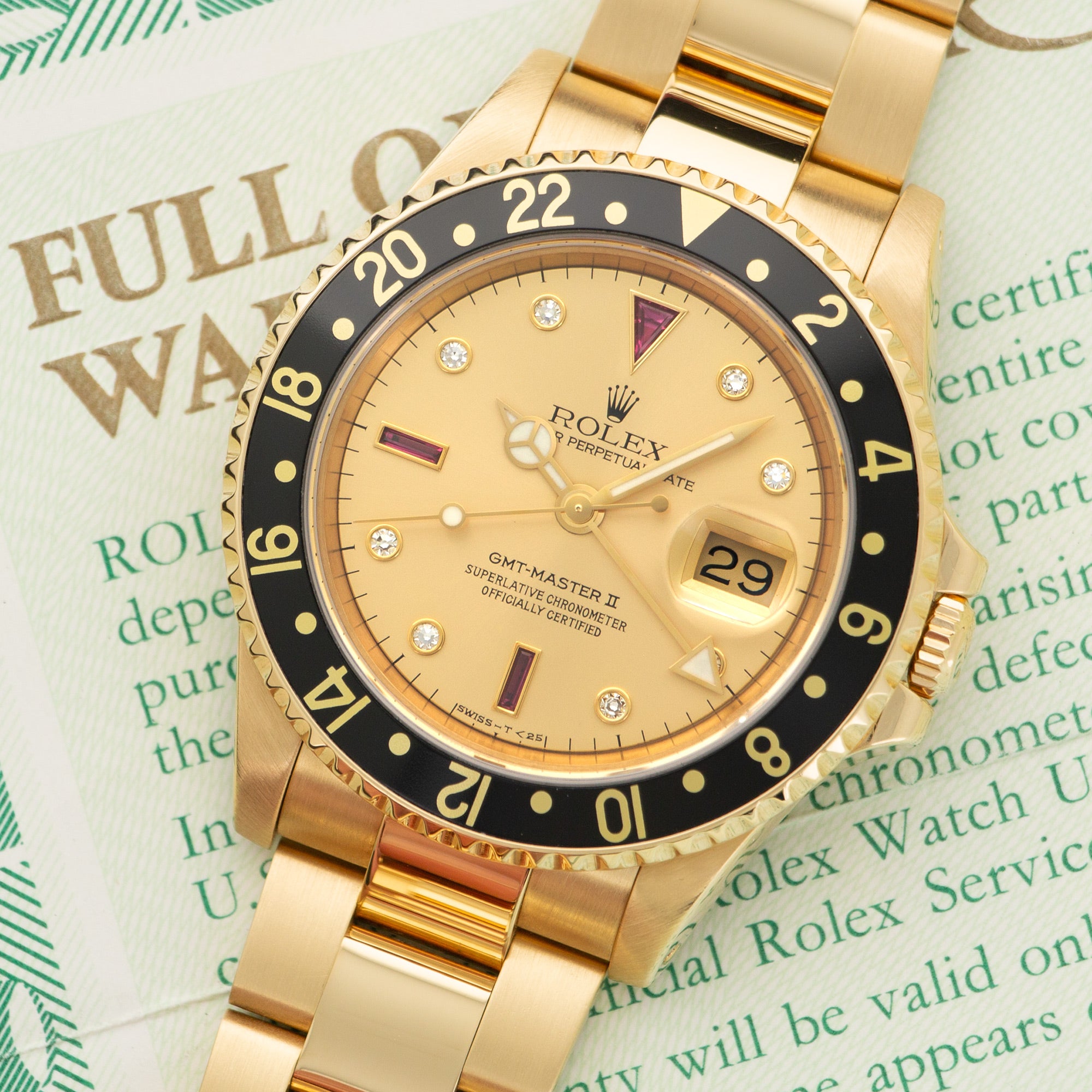 Rolex - Rolex Yellow Gold GMT-Master II Diamond & Ruby Watch Ref. 16718 - The Keystone Watches