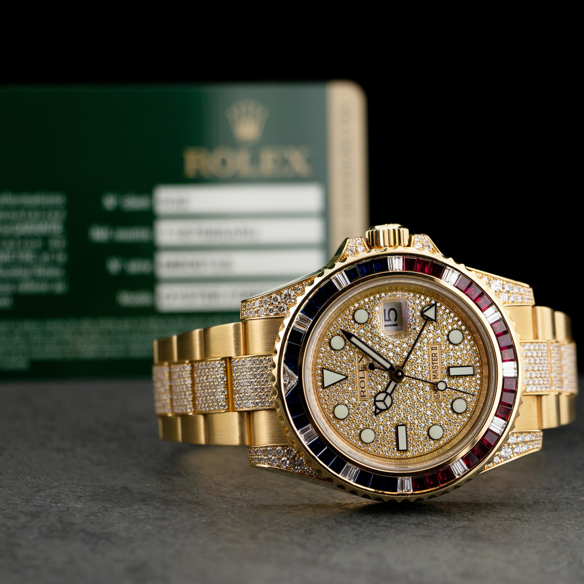 Rolex - Rolex Yellow Gold GMT-Master II Sapphire Ruby Diamond Watch Ref. 116758 - The Keystone Watches