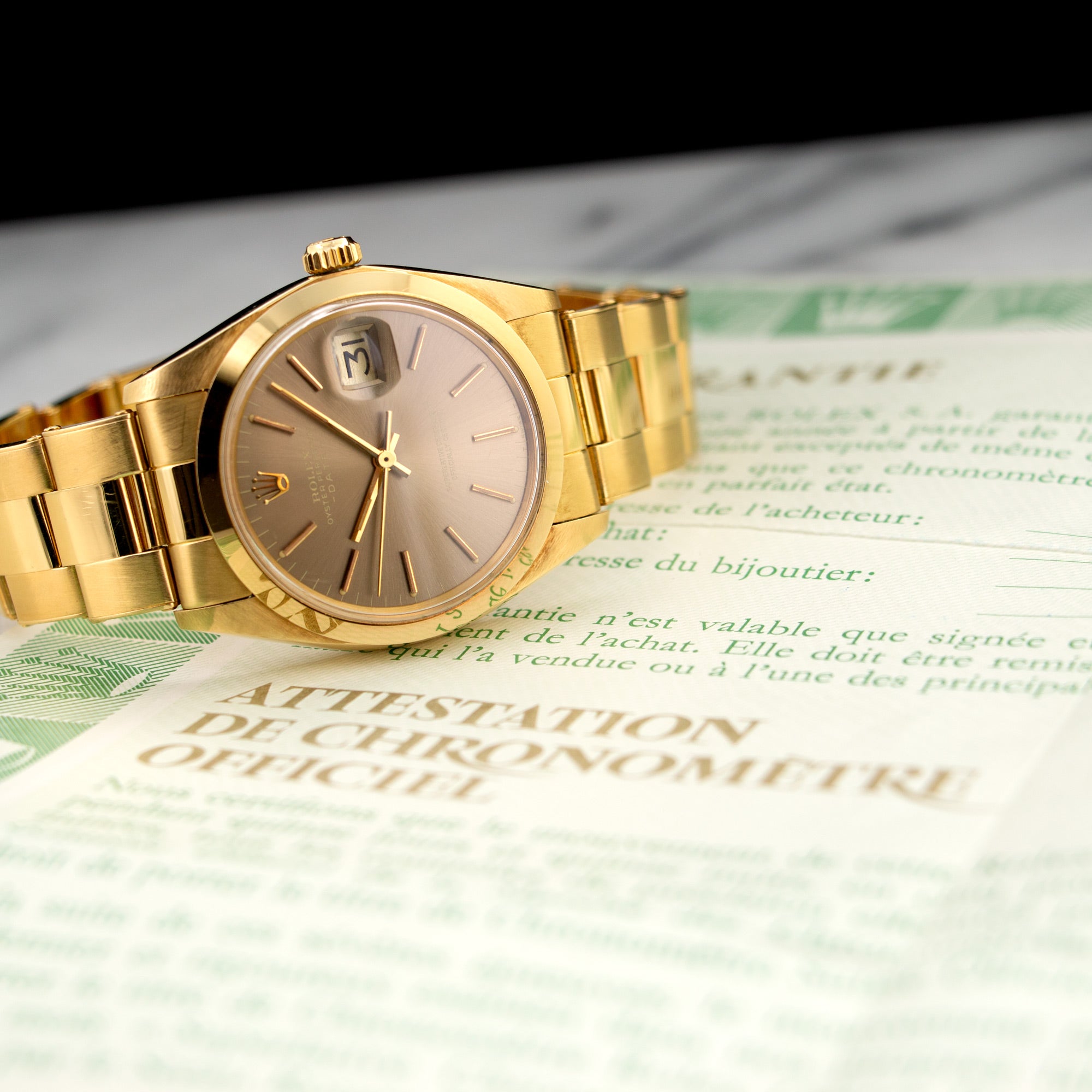 Rolex - Rolex Yellow Gold Date Watch Ref. 1500 with Original Warranty Paper - The Keystone Watches