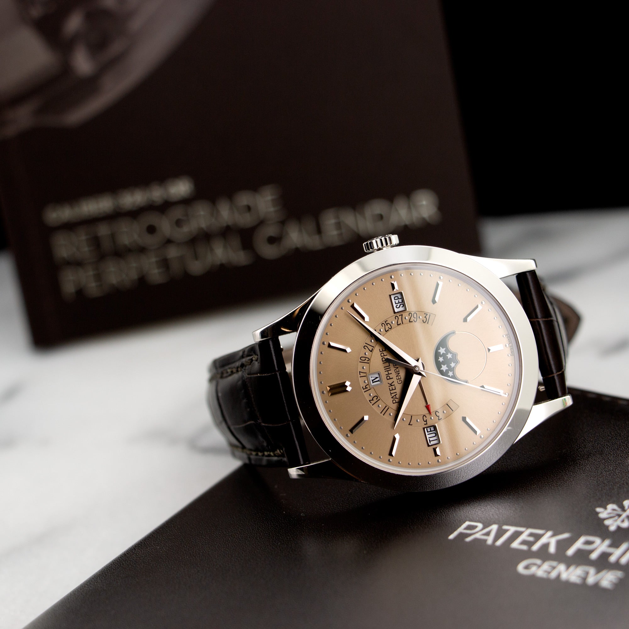 Patek Philippe - Patek Philippe Platinum Perpetual Calendar Retrograde Watch Ref. 5496 - The Keystone Watches