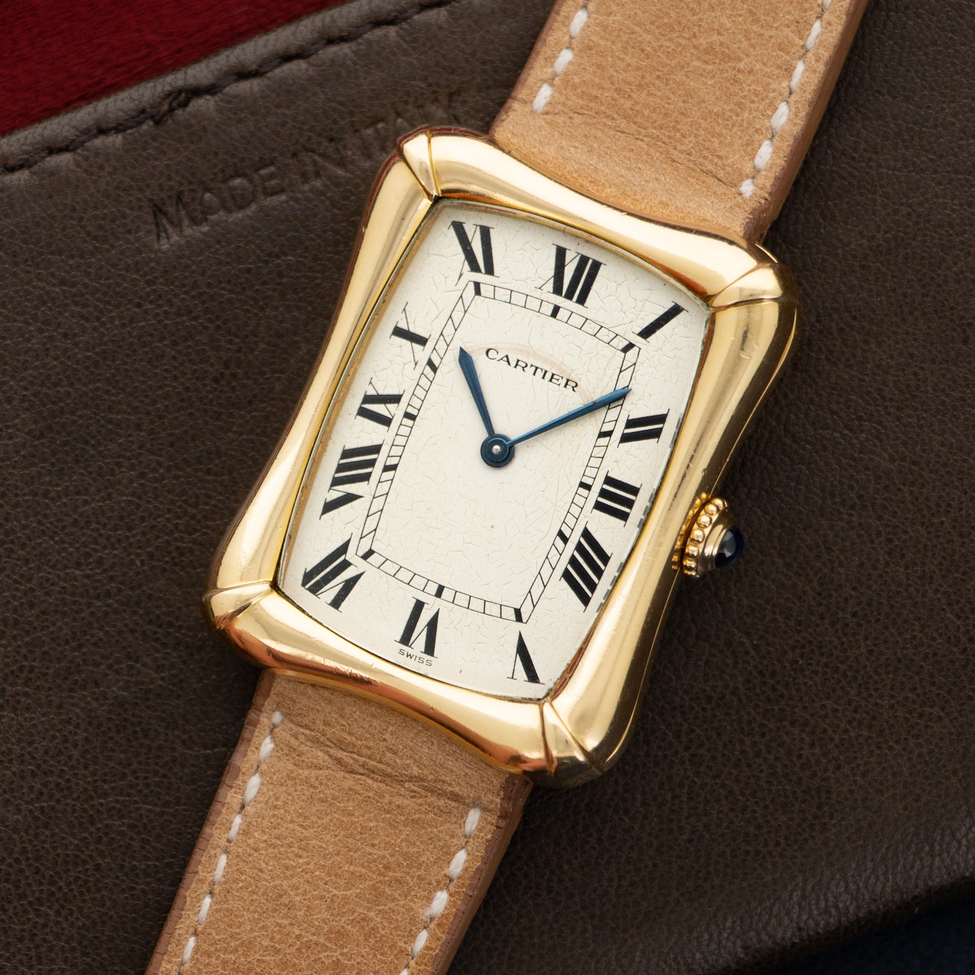 Cartier - Cartier Yellow Gold Bamboo Coussin Watch - The Keystone Watches