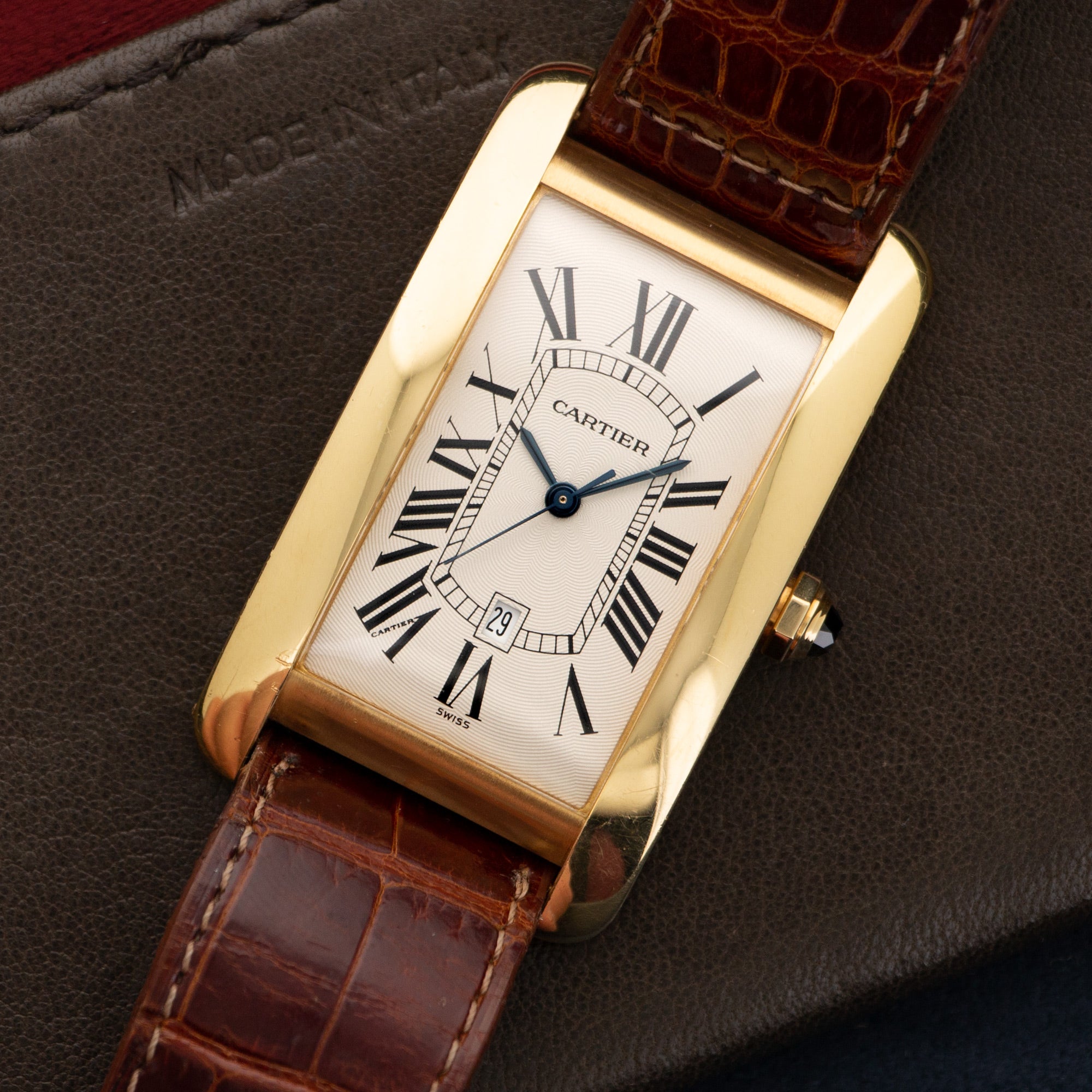 Cartier - Cartier Yellow Gold Tank Americaine Automatic Strap Watch - The Keystone Watches