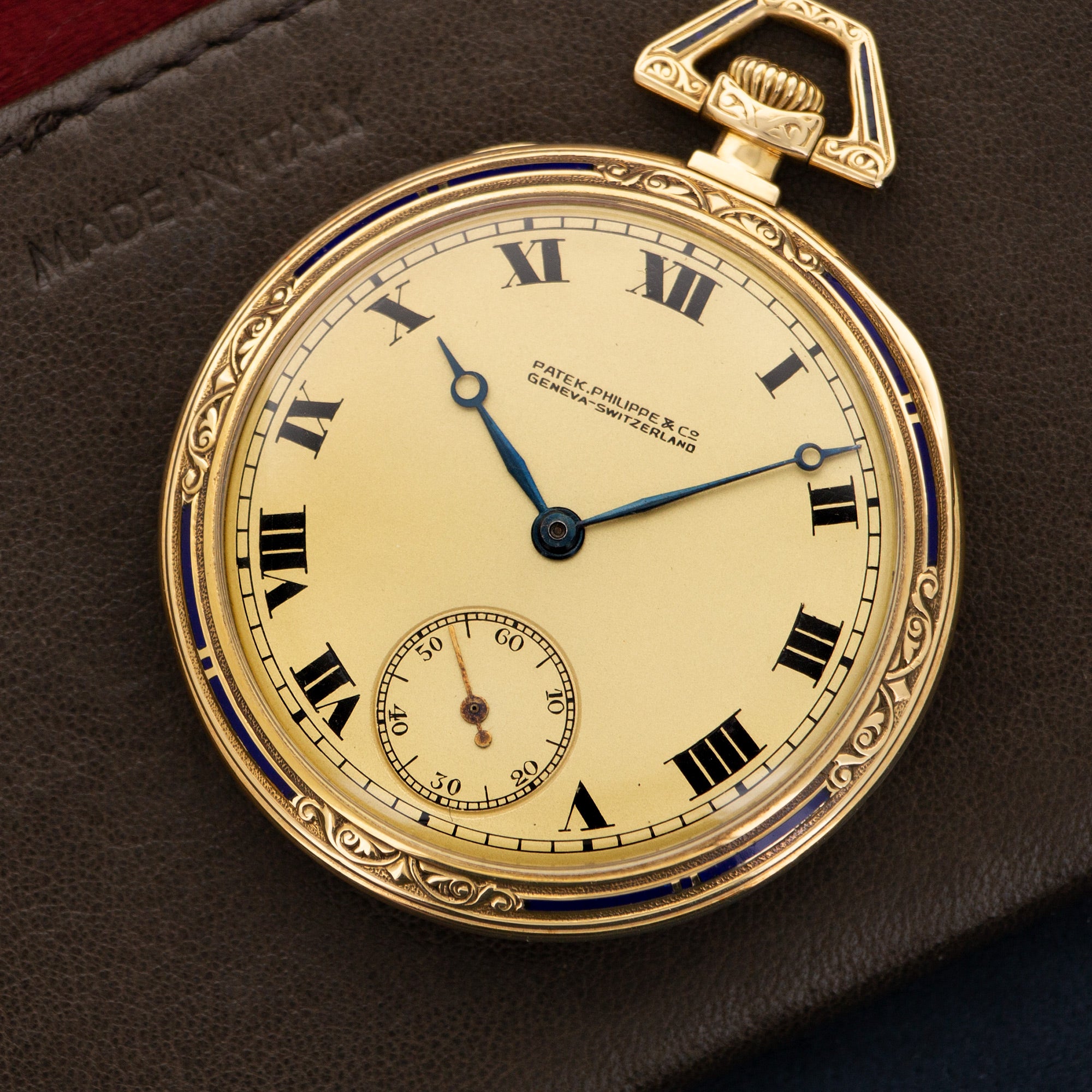 Patek Philippe - Patek Philippe Yellow Gold Enamel Engraved Pocket Watch from 1921 - The Keystone Watches