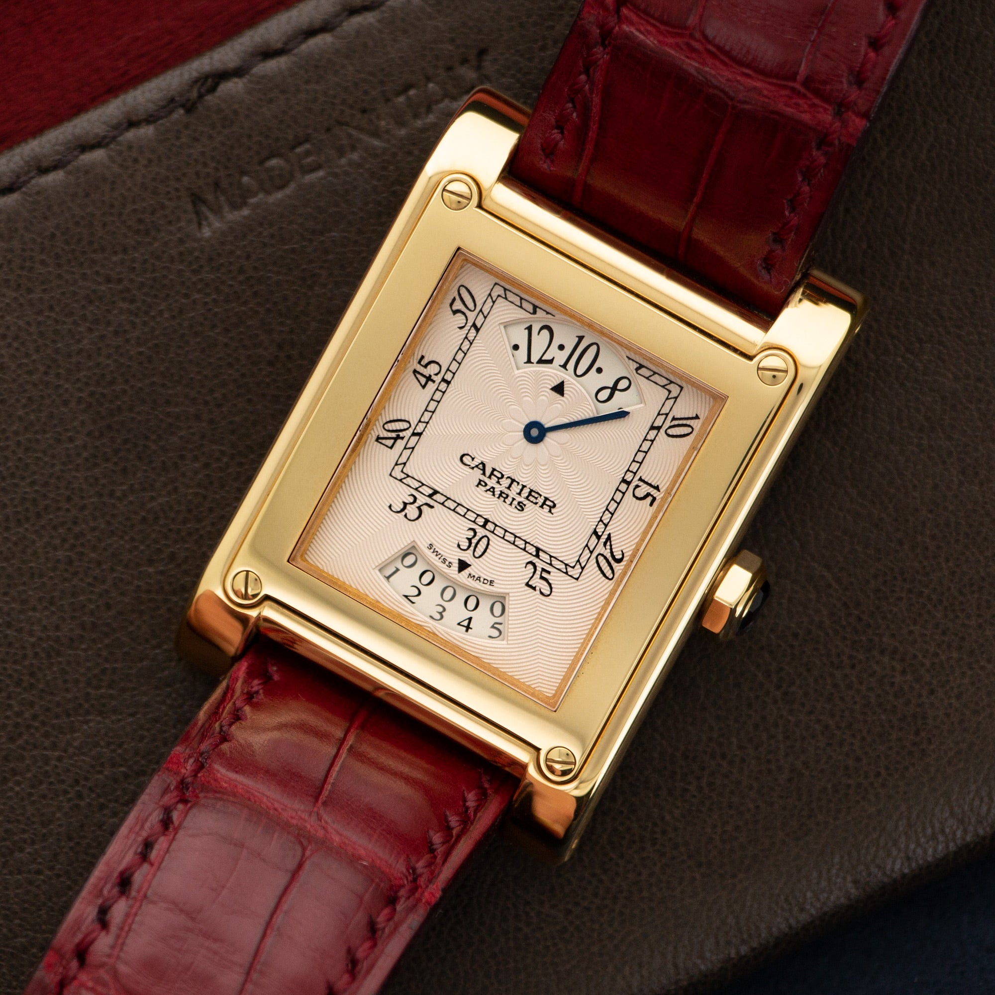 Cartier - Cartier Yellow Gold Tank A Vis Privee Jump Hour Watch - The Keystone Watches
