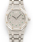 Audemars Piguet - Audemars Piguet White Gold Royal Oak Diamond & Emerald Watch - The Keystone Watches