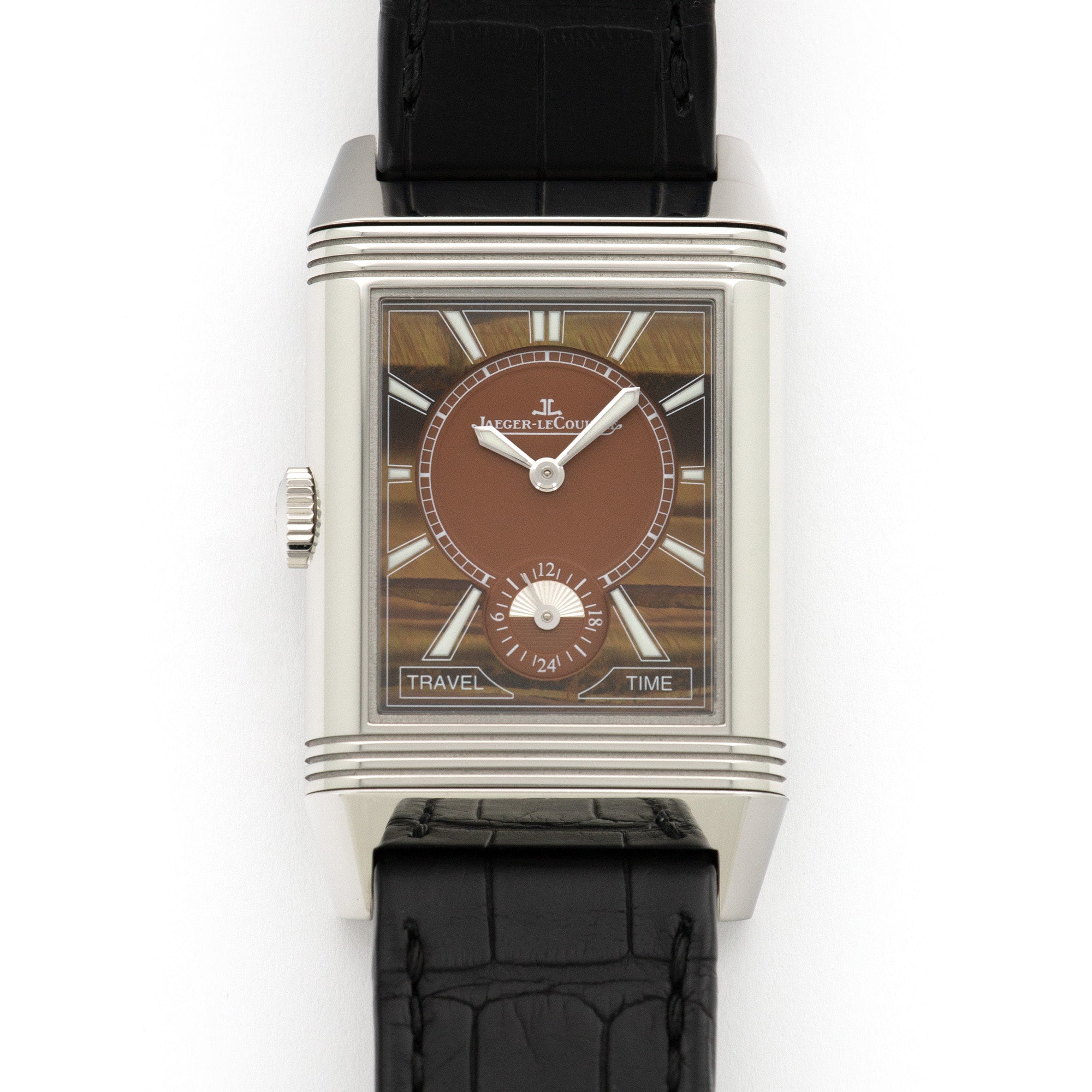 Jaeger LeCoultre - Jaeger Lecoultre Reverso Travel Time Tigers Eye Watch Ref. 215.8.D4 - The Keystone Watches