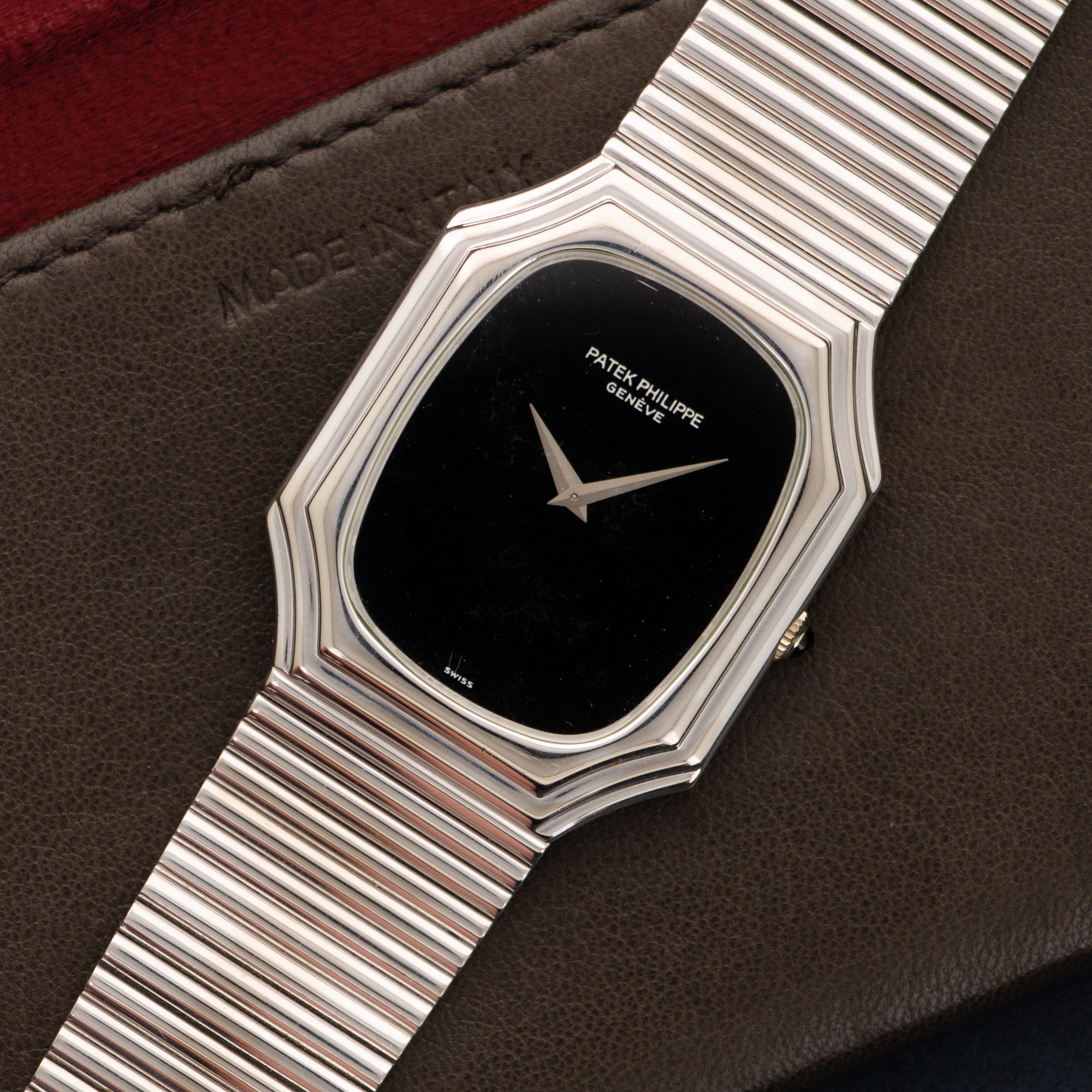 Patek Philippe - Patek Philippe White Gold Bracelet Onyx Dial Ref. 3729 - The Keystone Watches