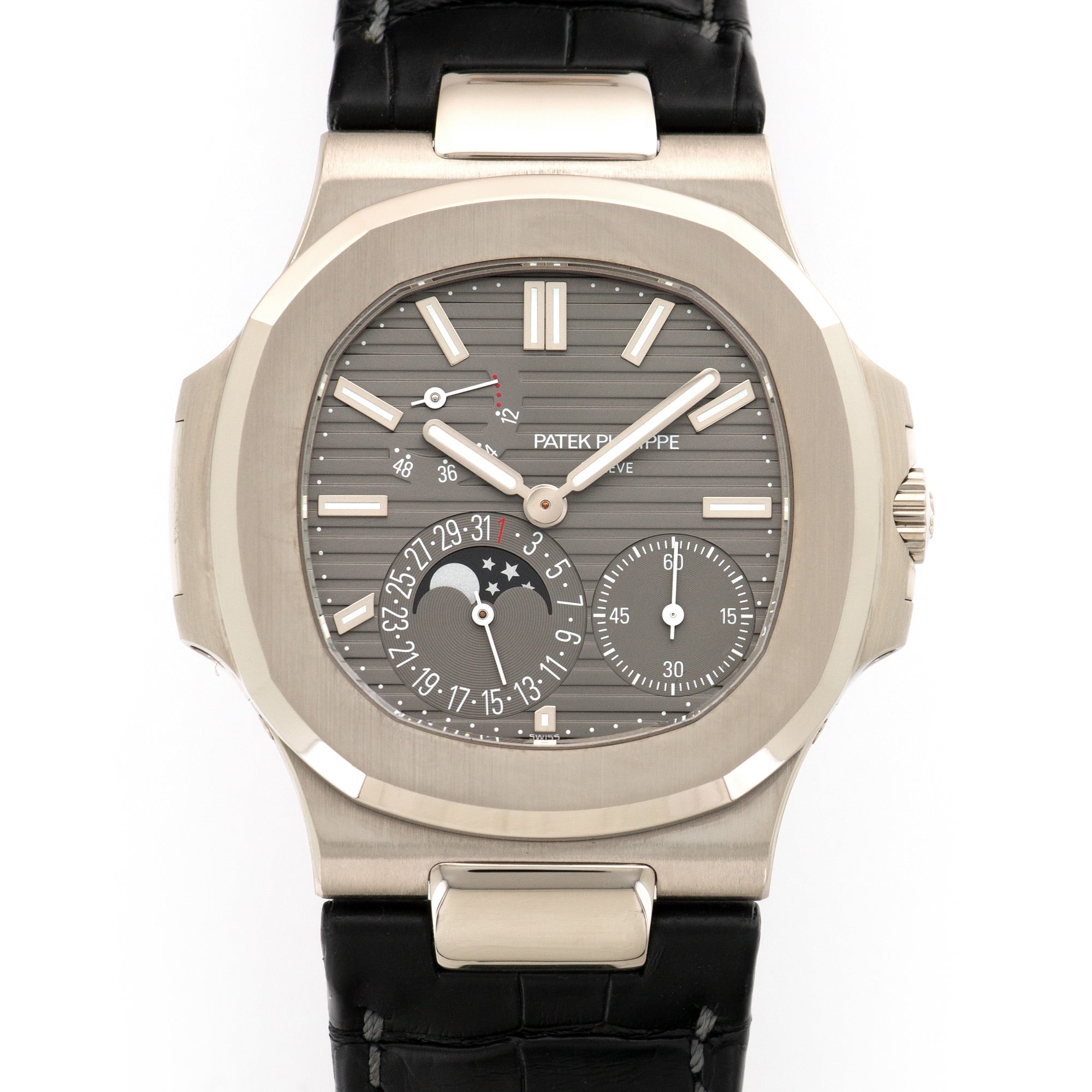 Patek Philippe - Patek Philippe White Gold Nautilus Moonphase Watch Ref. 5712 - The Keystone Watches