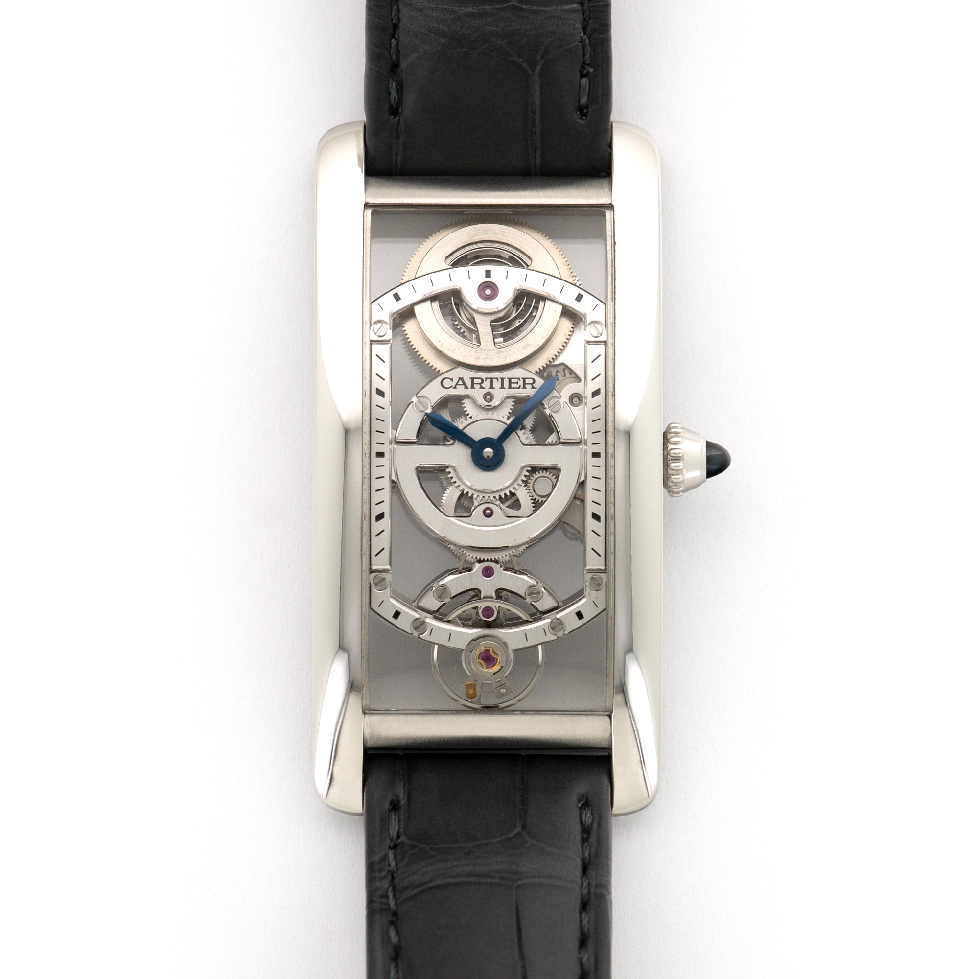 Cartier - Cartier Platinum Tank Cintree Skeletonized Watch - The Keystone Watches