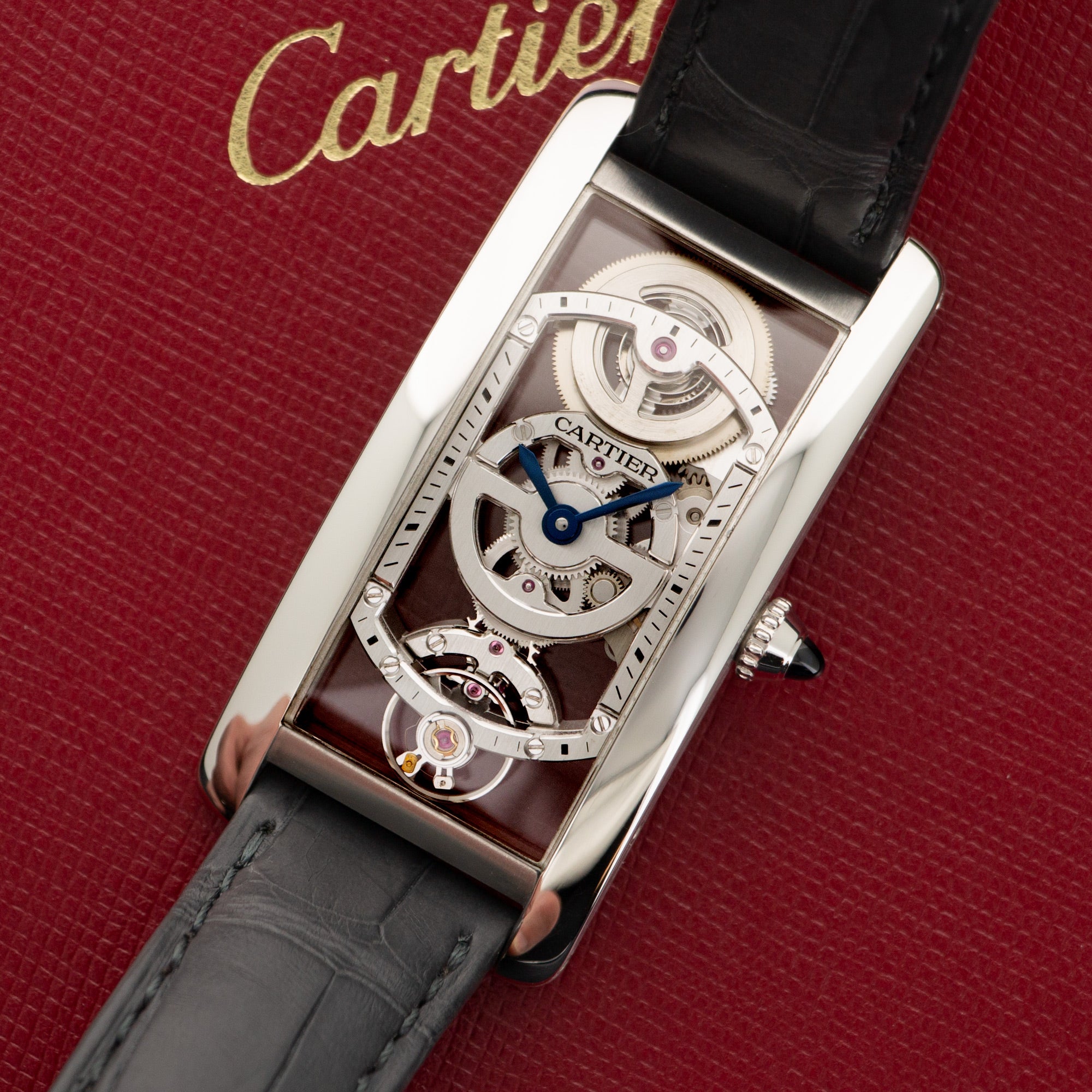 Cartier - Cartier Platinum Tank Cintree Skeletonized Watch - The Keystone Watches