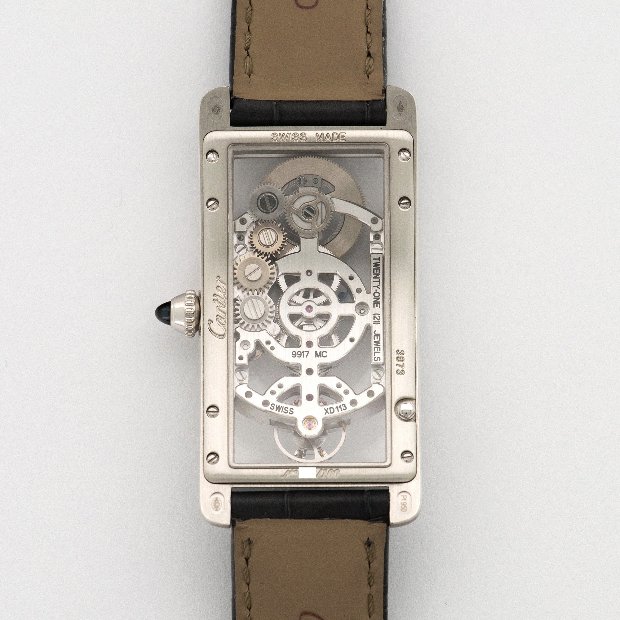 Cartier - Cartier Platinum Tank Cintree Skeletonized Watch - The Keystone Watches